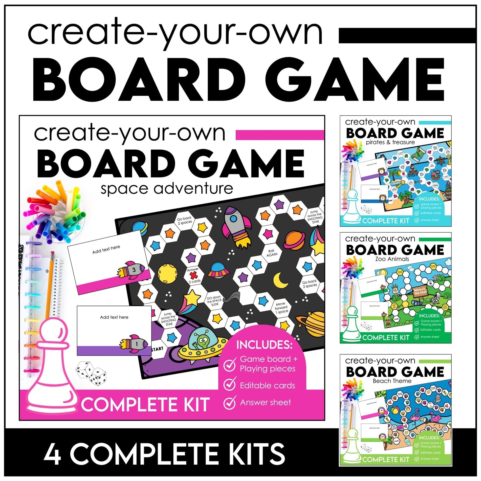 Editable Board Game Templates - Customize Blank Playing Cards in PowerPoint - Hot Chocolate Teachables