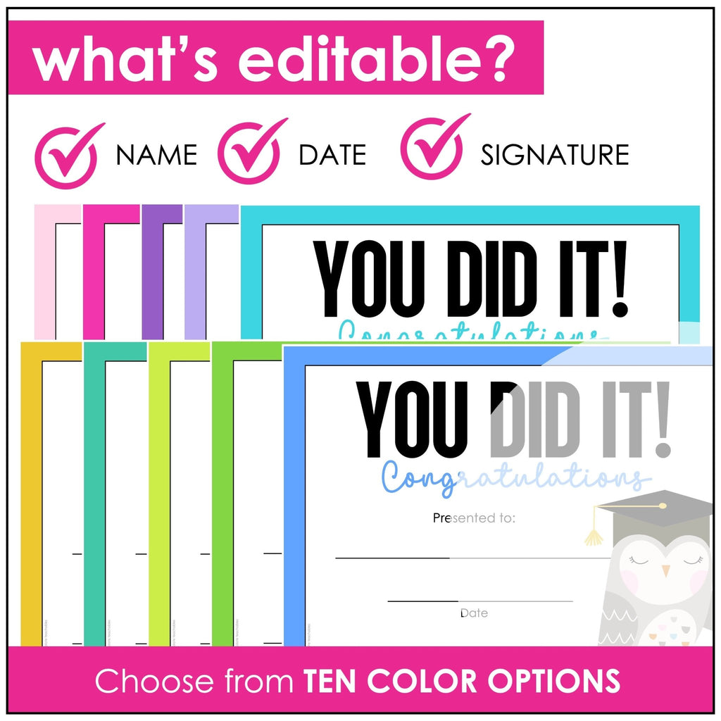 End of the Year Student Graduation Diploma for any AGE or SUBJECT | Editable - Hot Chocolate Teachables