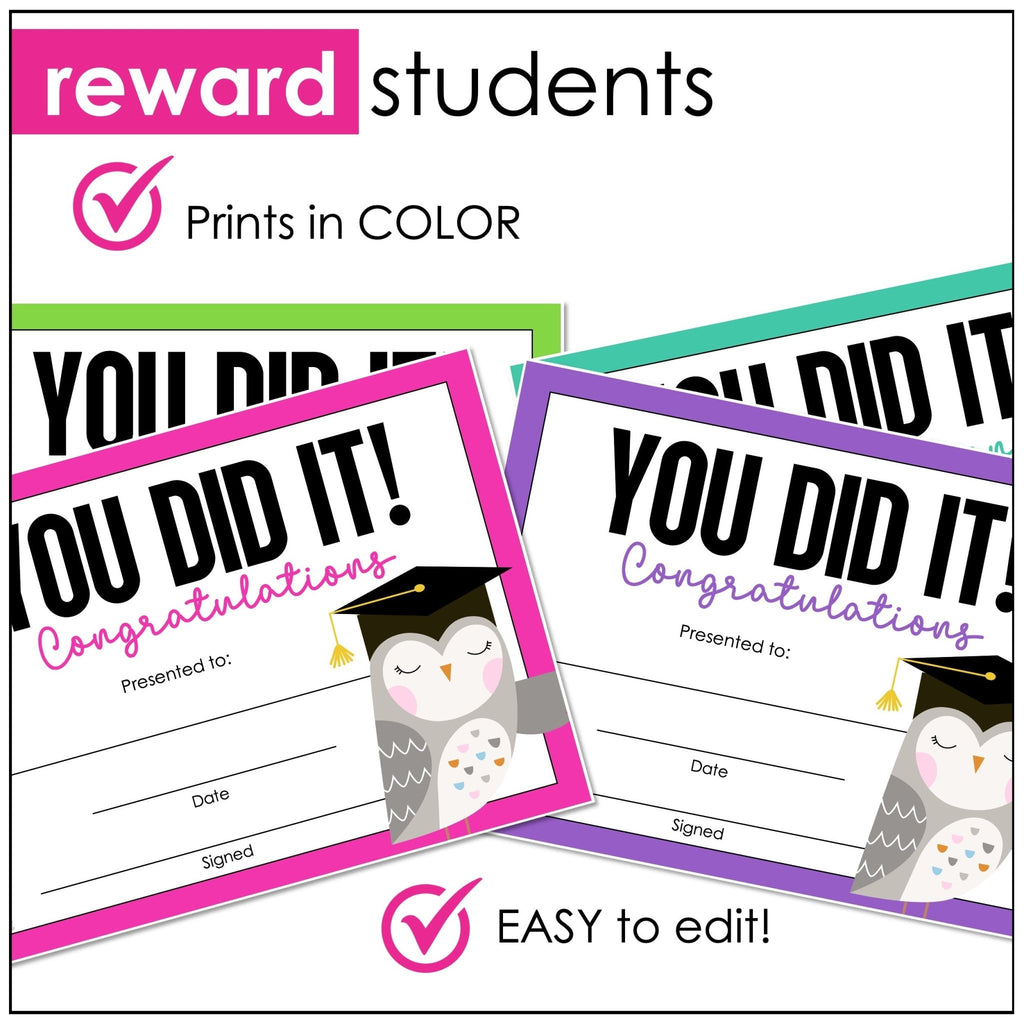 End of the Year Student Graduation Diploma for any AGE or SUBJECT | Editable - Hot Chocolate Teachables