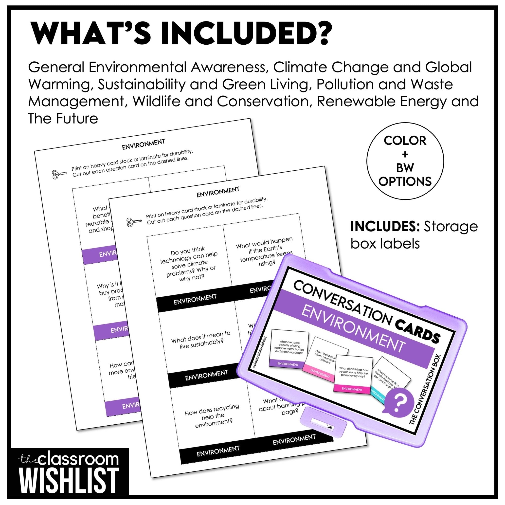 Environment, Sustainability, Recycling, Climate Change - Conversation Starters for ESL - Hot Chocolate Teachables