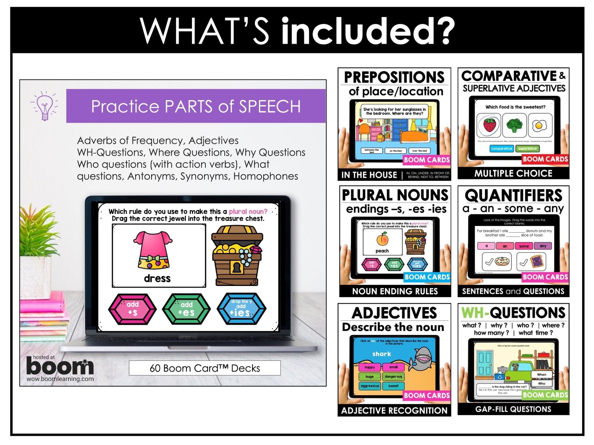 ESL Boom Card™ Mega Bundle | Verbs, Parts of Speech, Grammar & Vocabulary (60 Decks) - Hot Chocolate Teachables