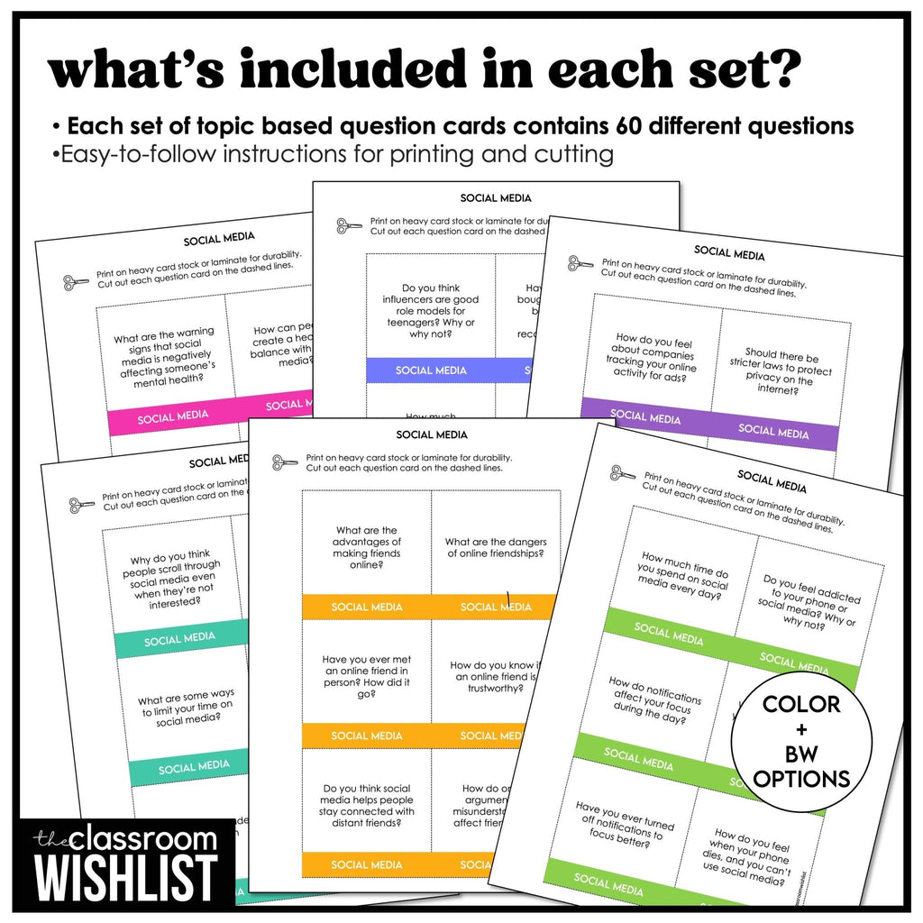 ESL Conversation Card Mega Bundle | Topic Based Questions for Teens & Adults - Hot Chocolate Teachables