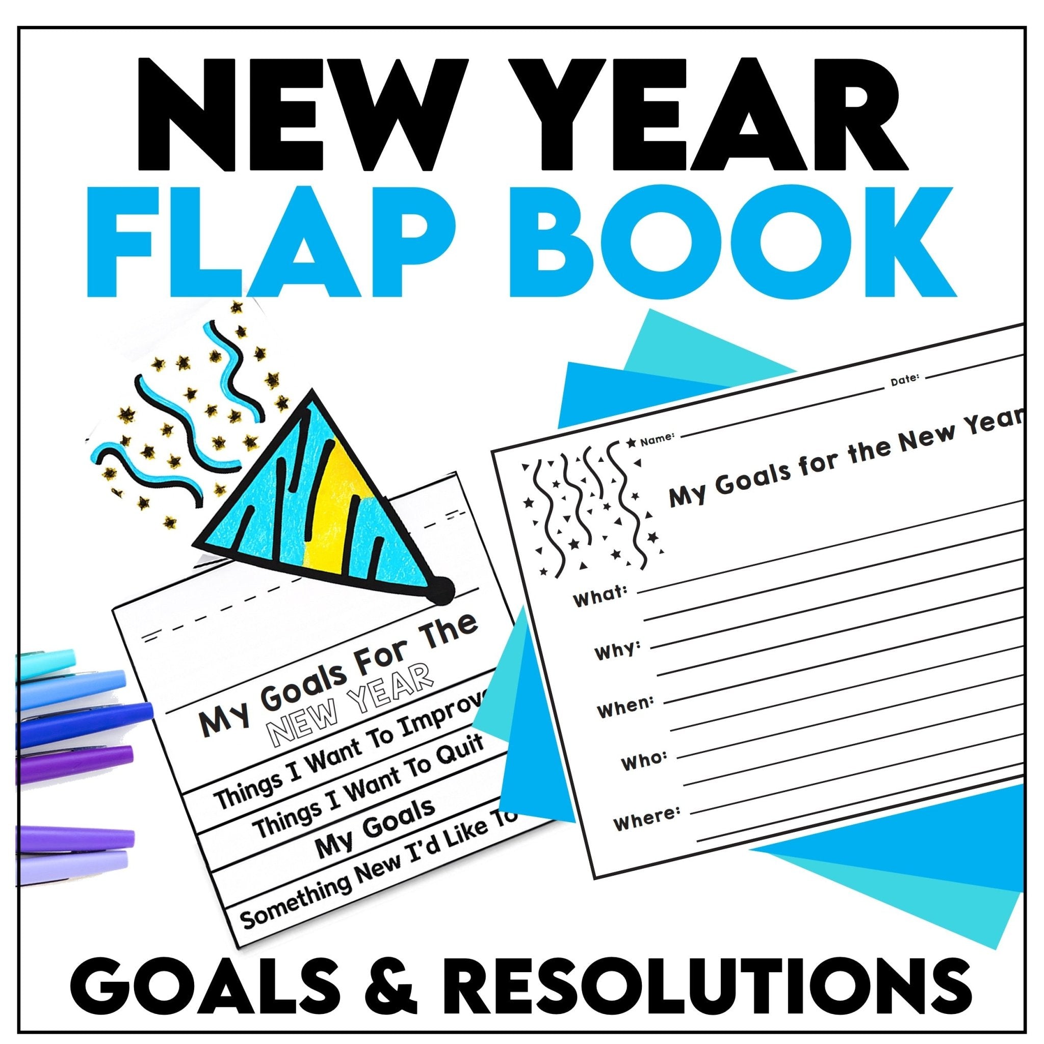 ESL New Year Goals Writing Activity | New Year's Resolutions FLAP BOOK - Hot Chocolate Teachables