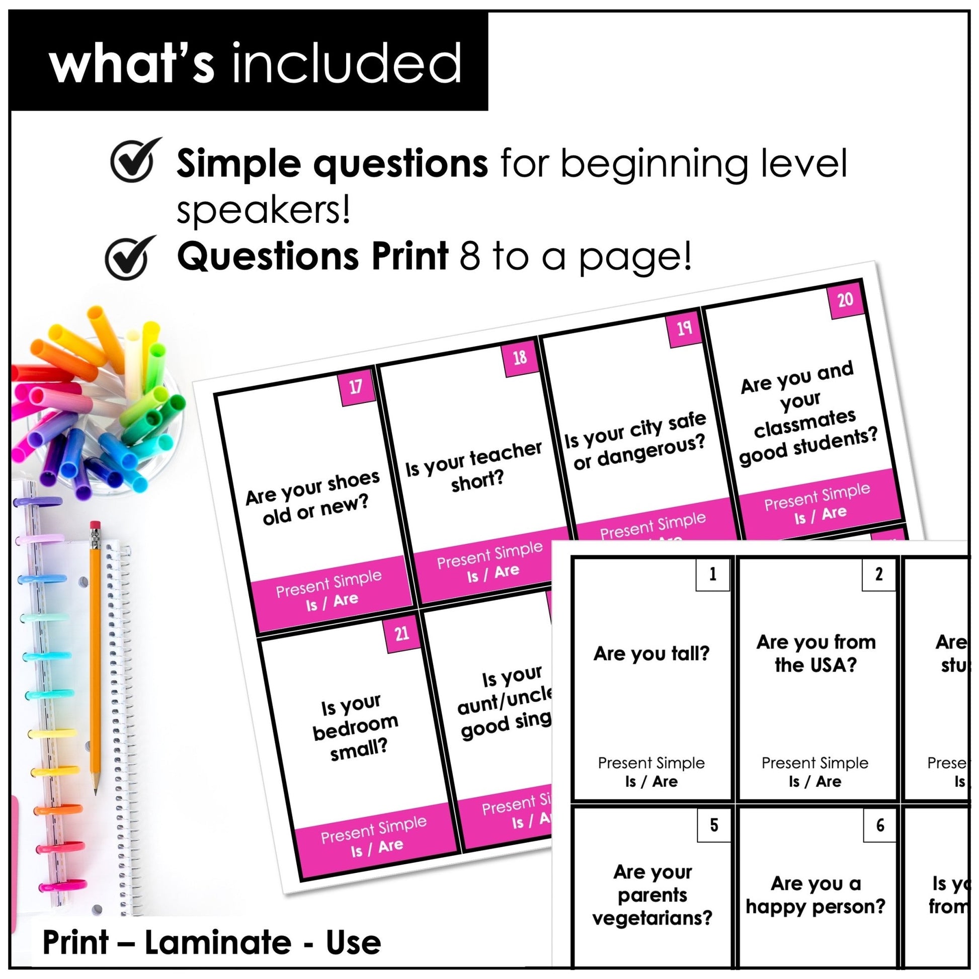 ESL Present Simple Speaking Cards – Conversation Practice for Students - Hot Chocolate Teachables