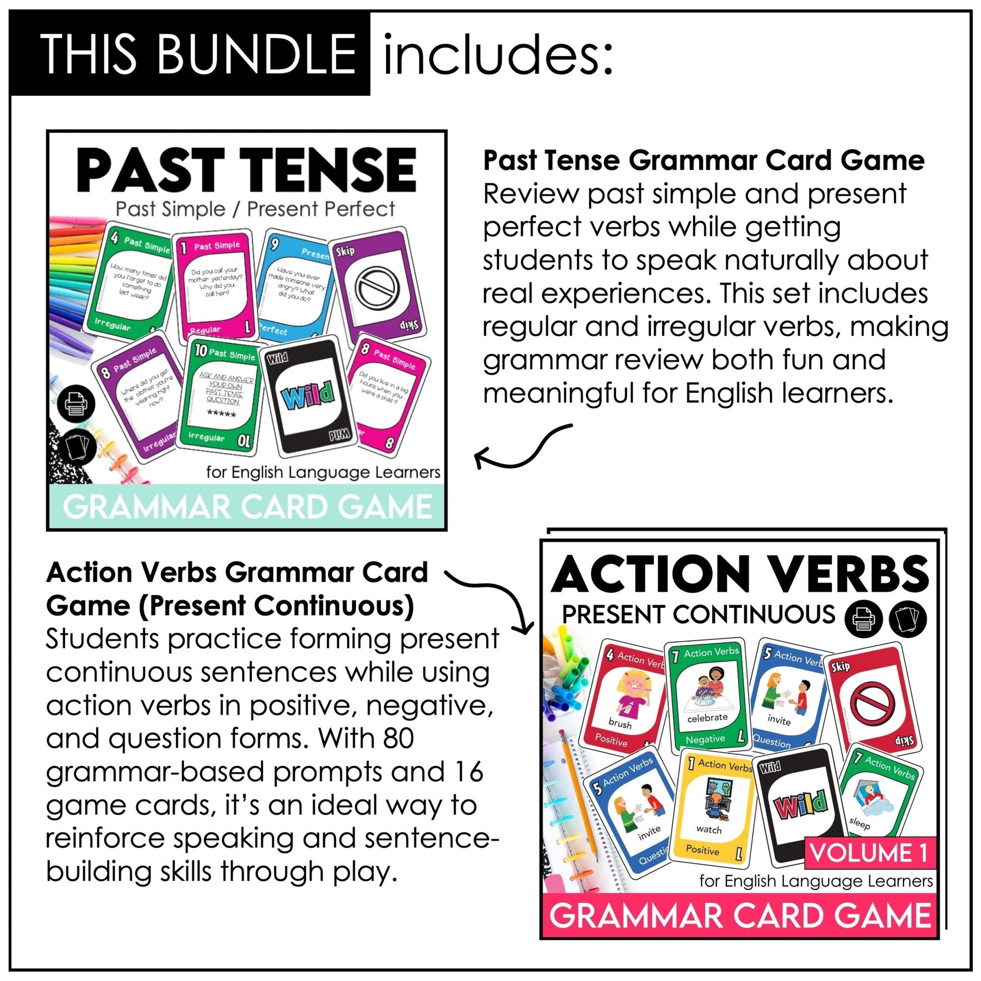 ESL Speaking Card Games Bundle | Activities to Practice Conversation - Hot Chocolate Teachables