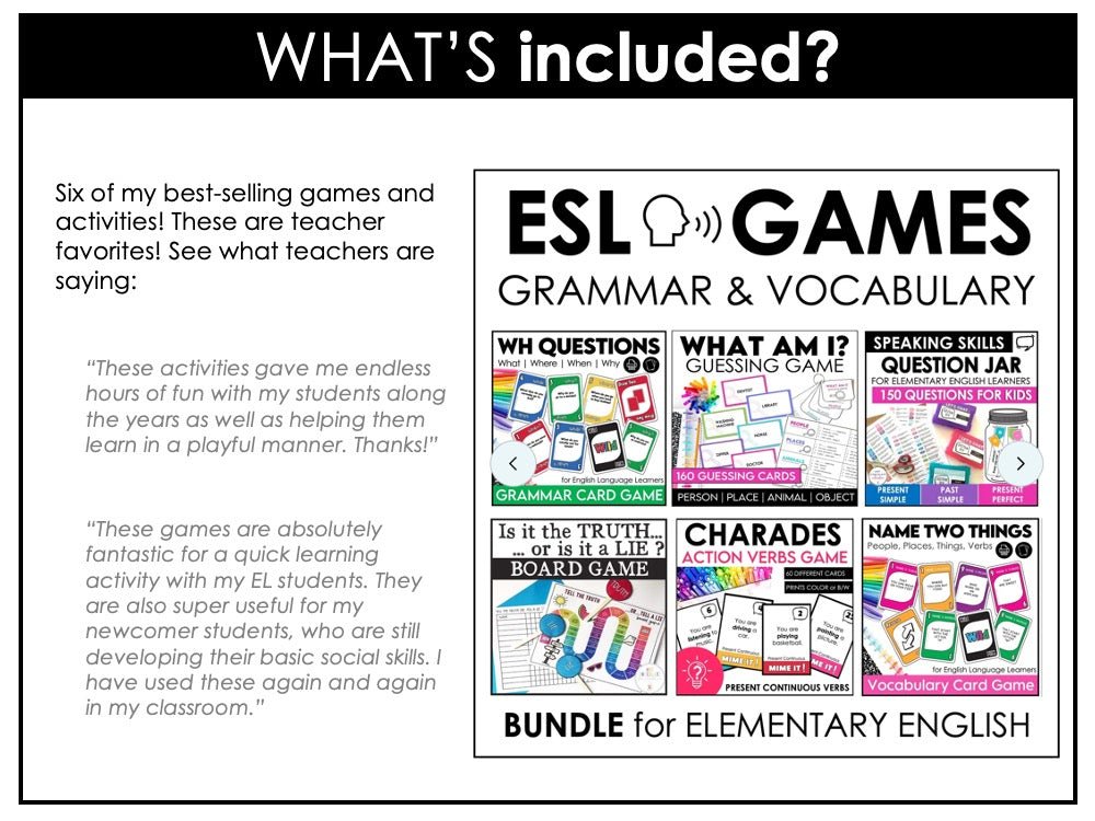 ESL Speaking Skills Starter Kit | English Games, Activities & Question Cards - Hot Chocolate Teachables