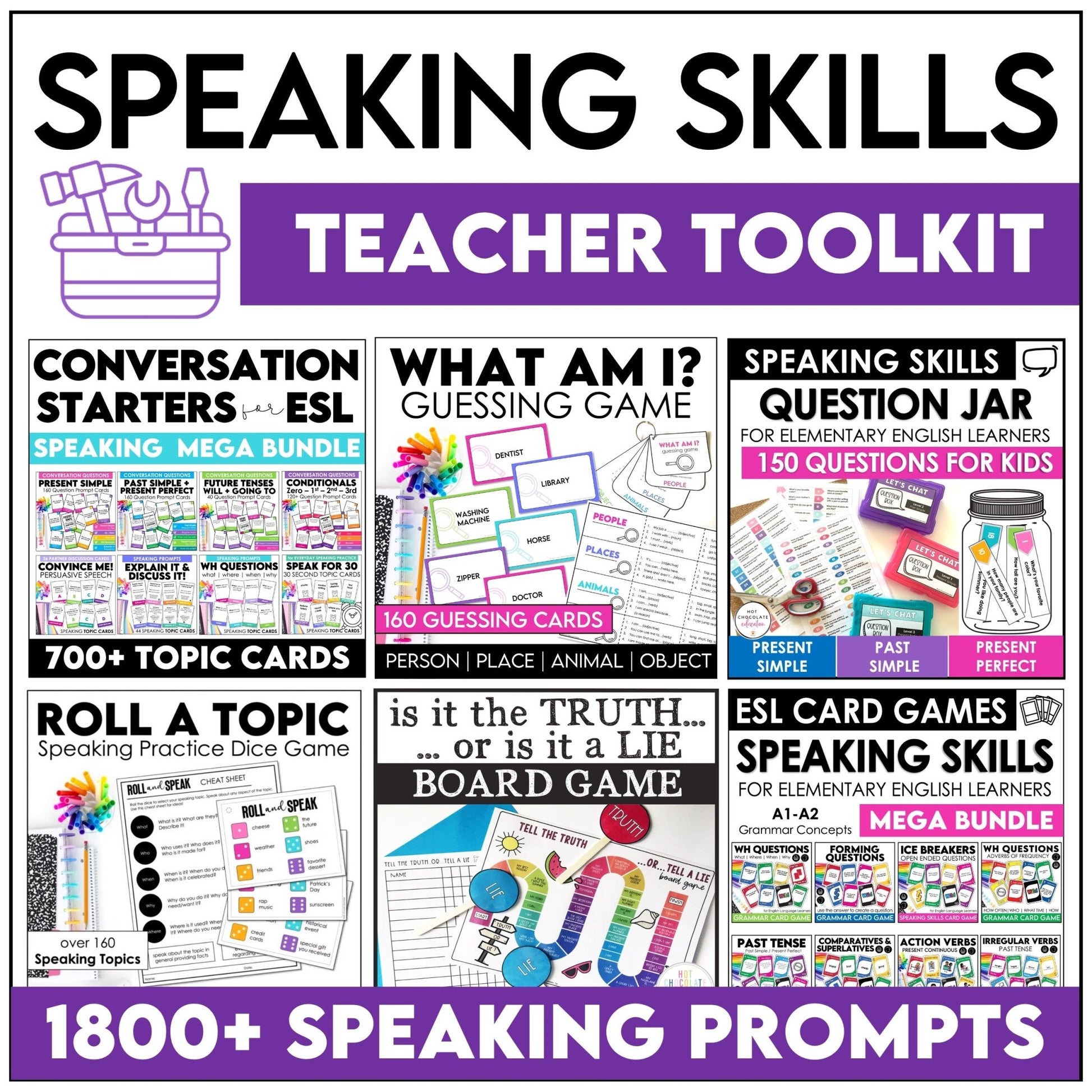 ESL Speaking Skills Starter Kit | English Games, Activities & Question Cards - Hot Chocolate Teachables