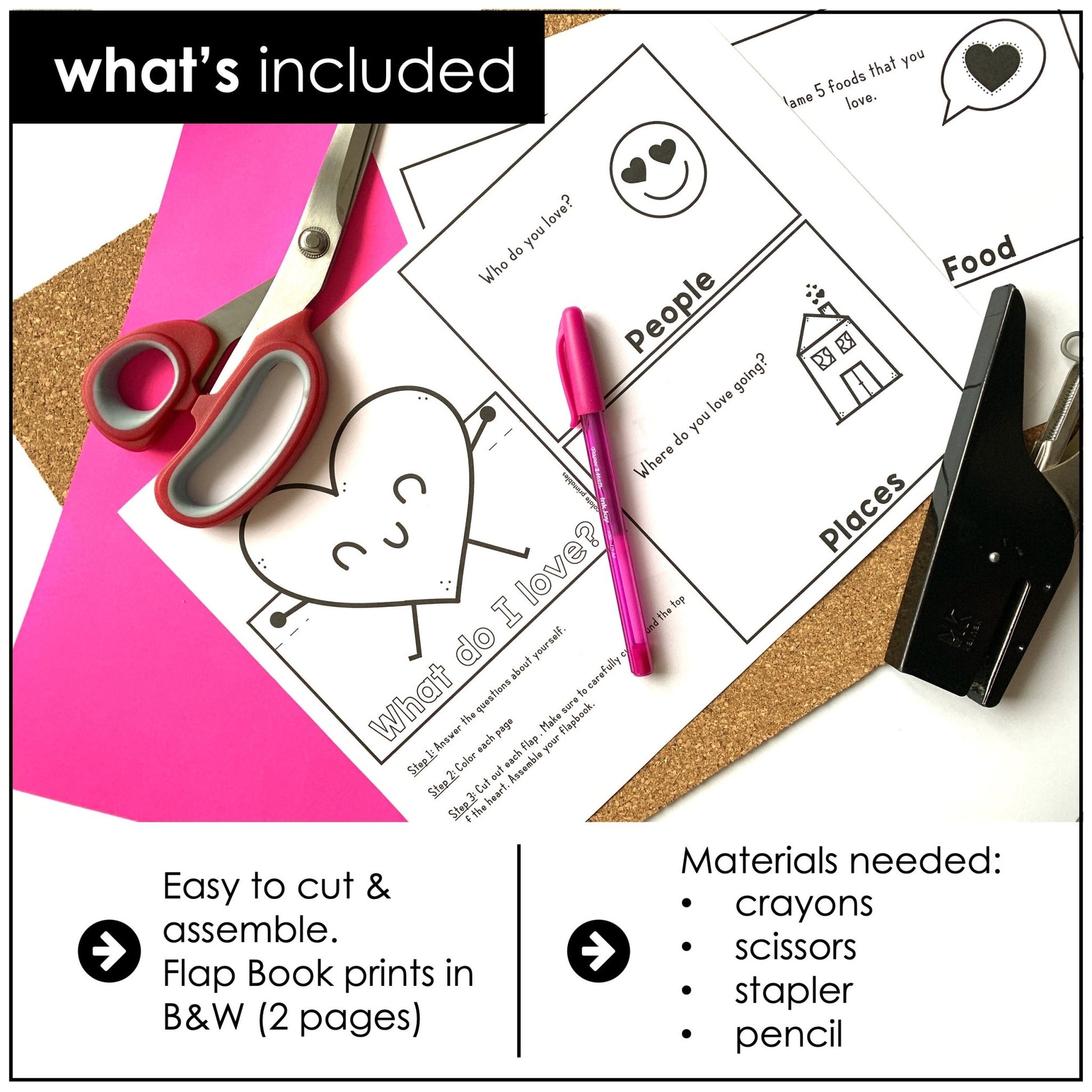 ESL Valentine's Day Flap book - Nouns: People, Places, Things & Foods I love - Hot Chocolate Teachables