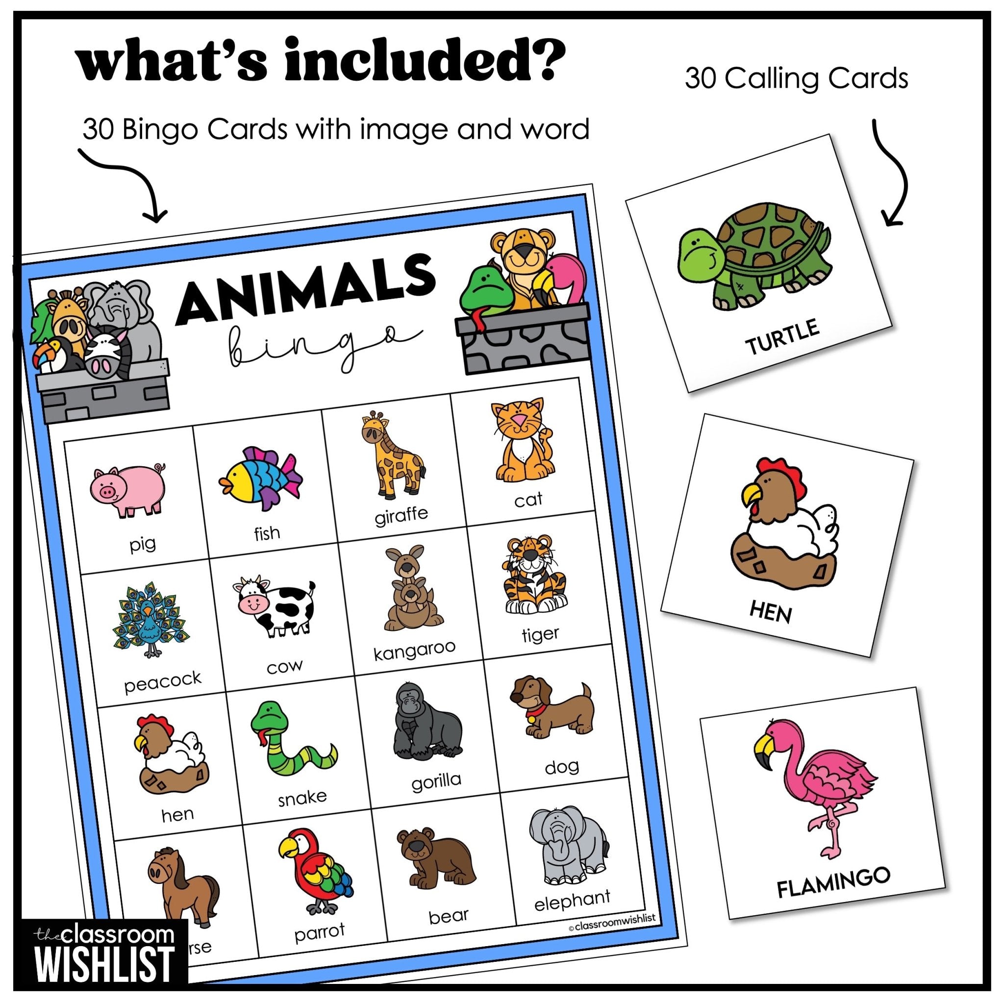 Farm, Zoo & Pet Animal Vocabulary Bingo Game – 3 Ways to Play | ESL, ELL, EFL - Hot Chocolate Teachables