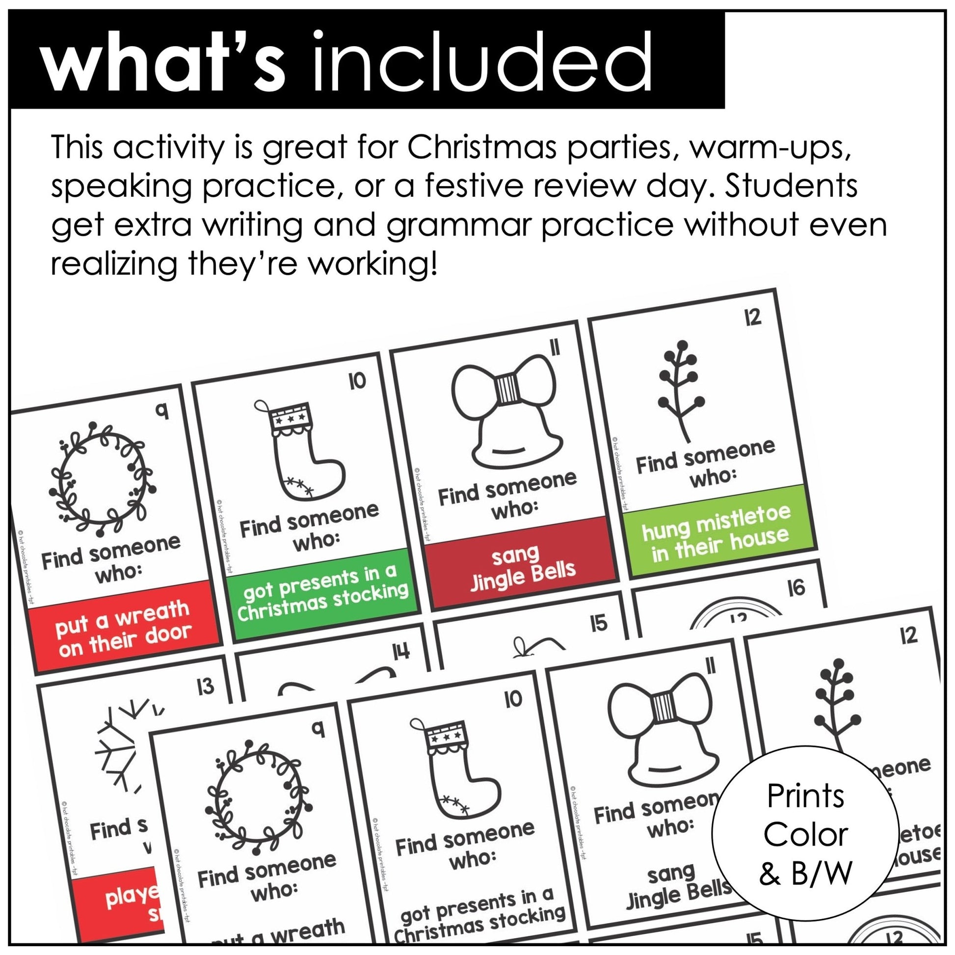 Find Someone Who - Christmas Theme Walk the Room - Hot Chocolate Teachables