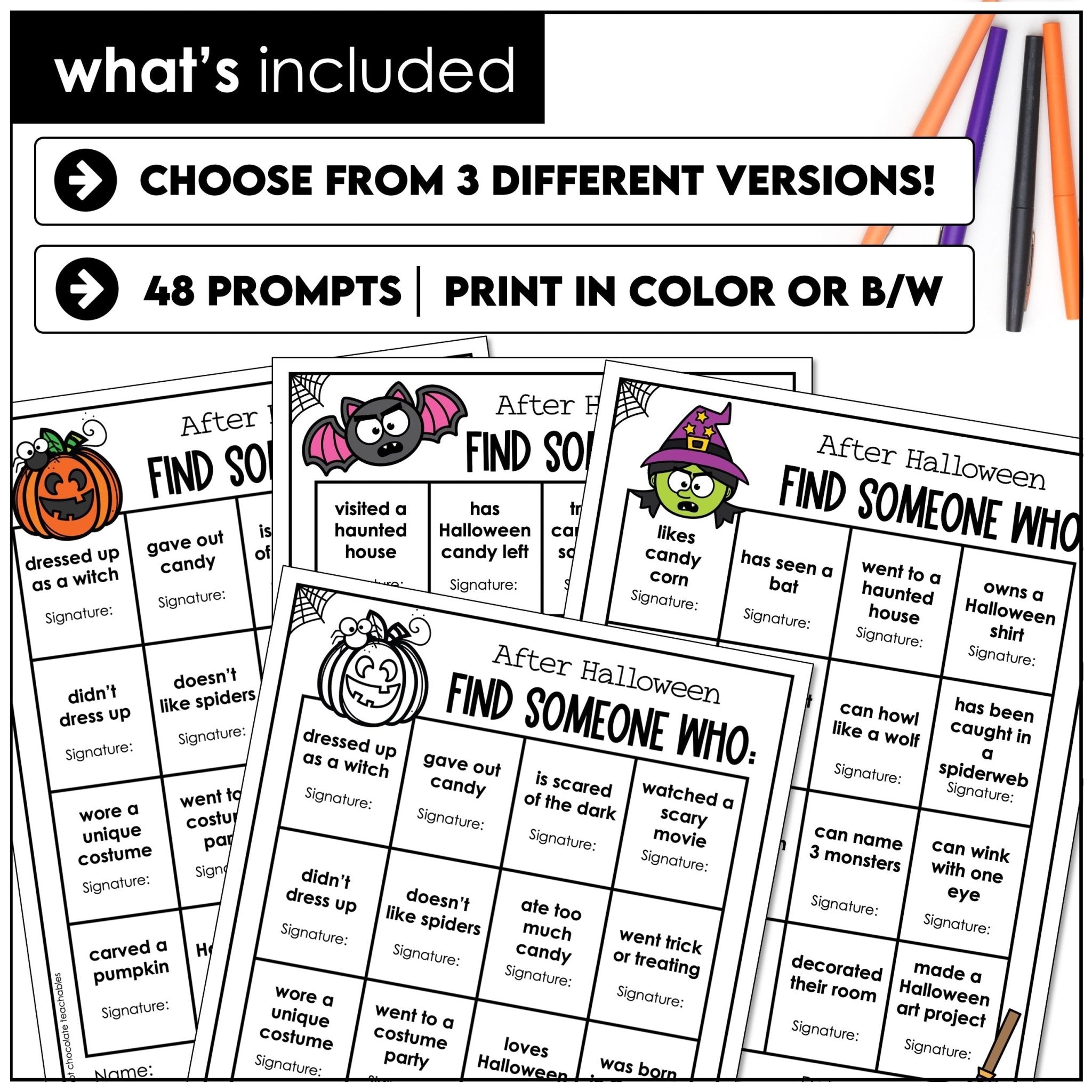 Find Someone Who Game – Halloween ESL Speaking & Comprehension Activity - Hot Chocolate Teachables