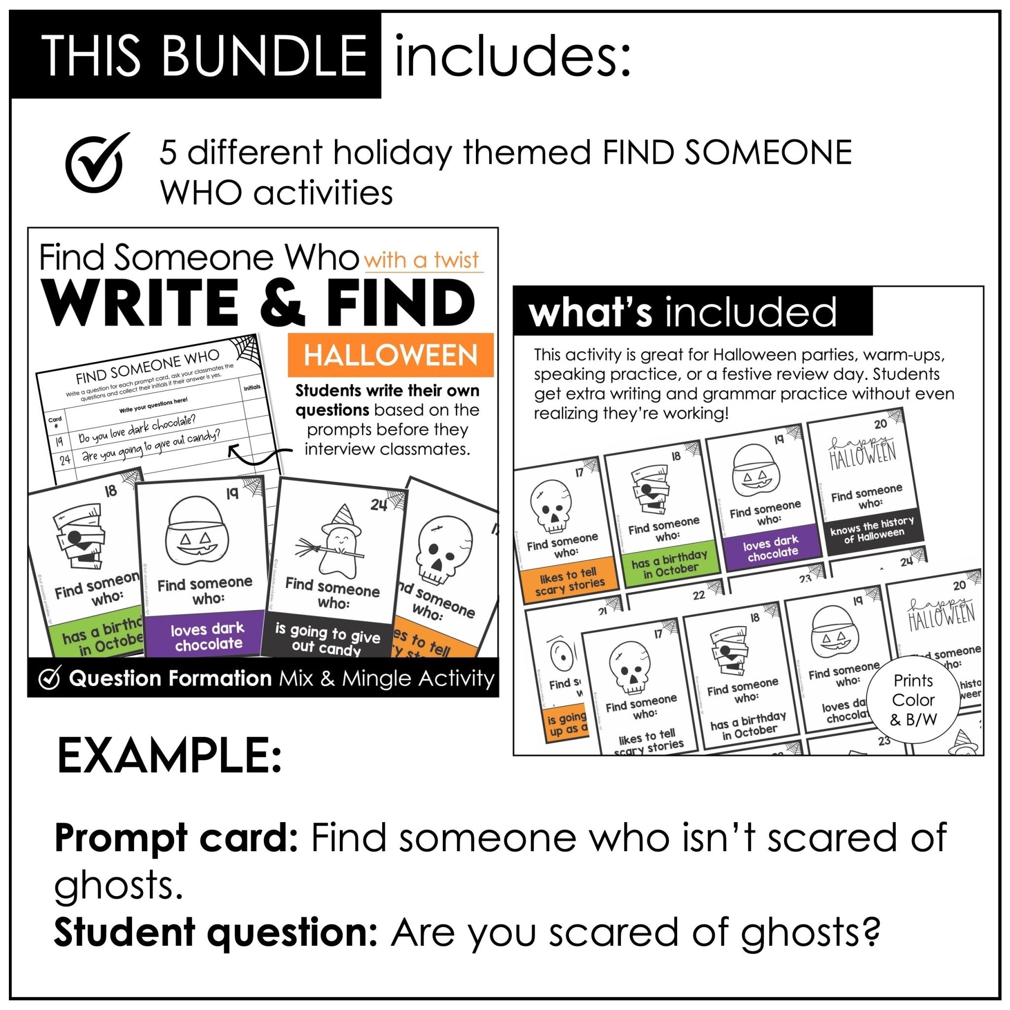 Find Someone Who - Holiday Icebreaker Bundle | Halloween, Christmas, Valentine's - Hot Chocolate Teachables