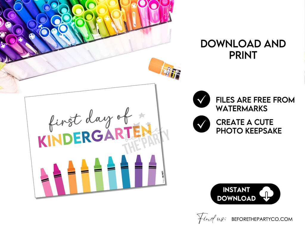 First Day Day of Kindergarten, Back to School School Signs - Hot Chocolate Teachables