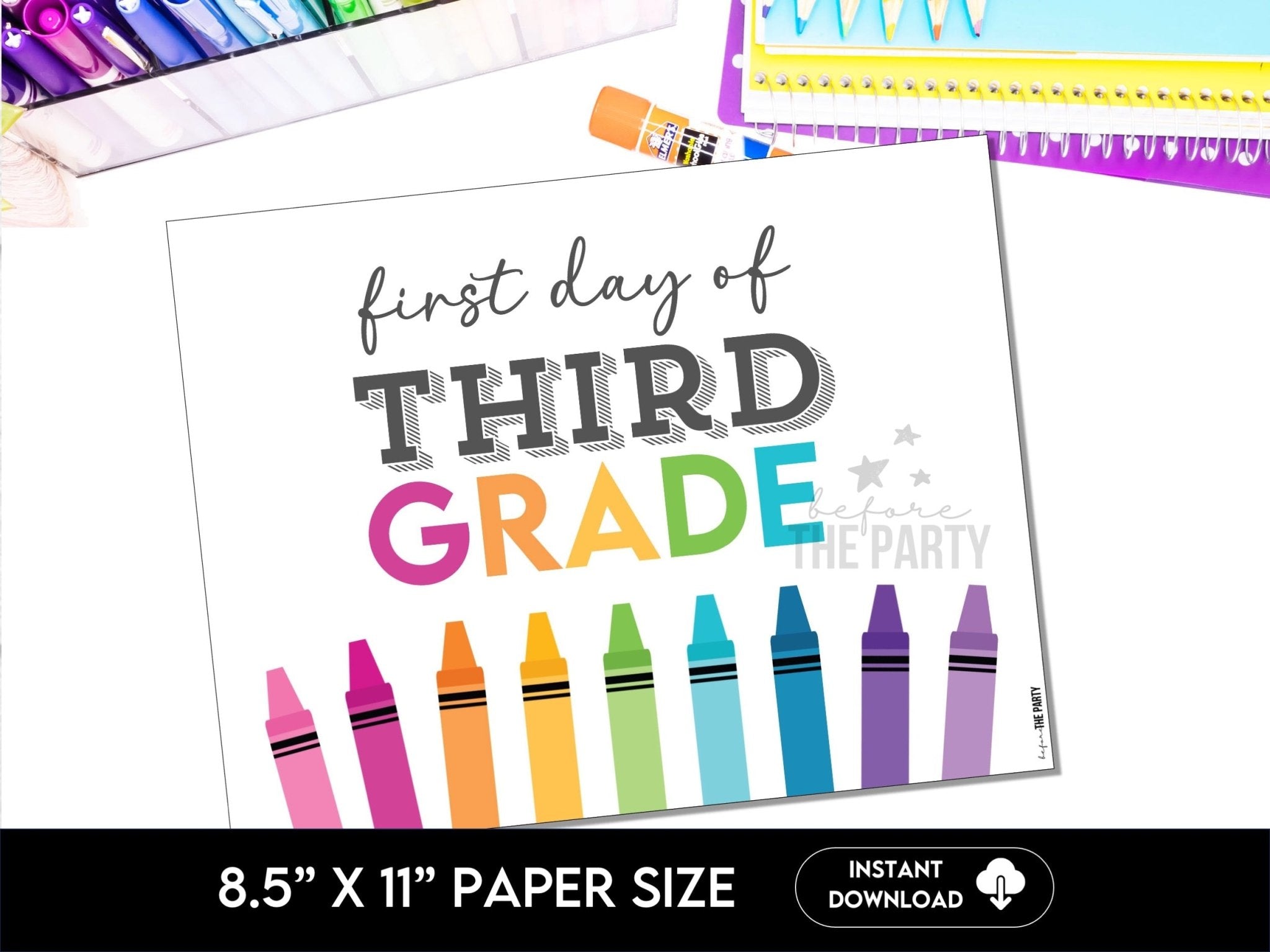 First Day Day of Third Grade, Back to School School Signs for 3rd Grade - Hot Chocolate Teachables