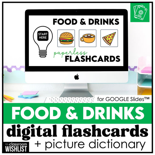 Food & Drinks Flash Cards for Google Slides & Vocabulary Picture Dictionary - Hot Chocolate Teachables