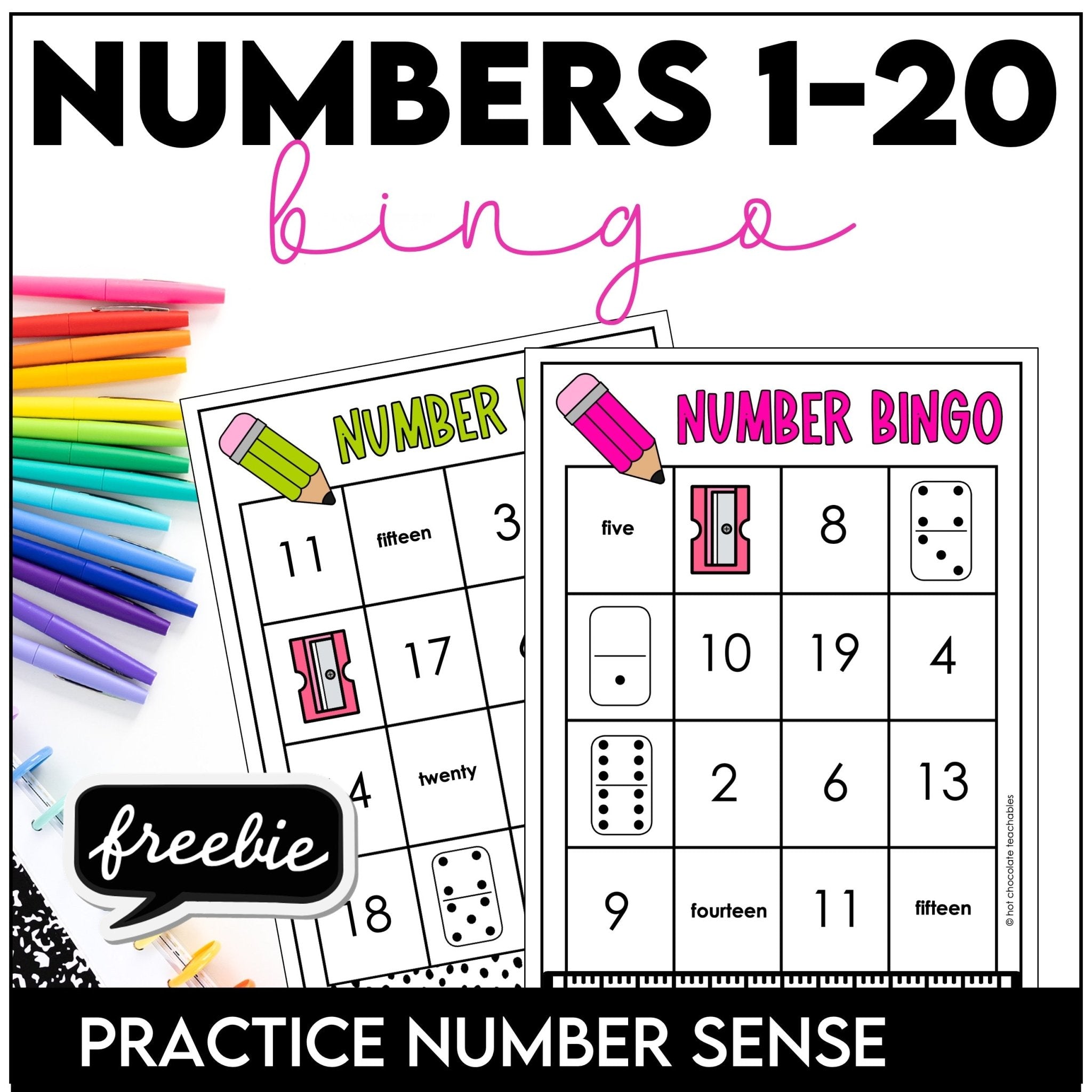 FREE! Bingo Game Numbers 1 - 20 - Hot Chocolate Teachables
