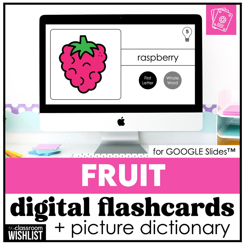 Fruit Vocabulary - Digital Flashcards & English Picture Dictionary for ESL - Hot Chocolate Teachables