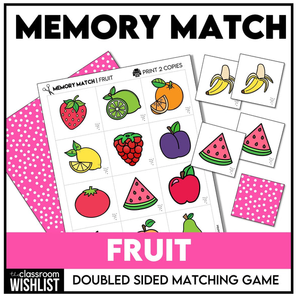 Fruit Vocabulary Memory Game | Printable Picture Card Matching Activity - Hot Chocolate Teachables