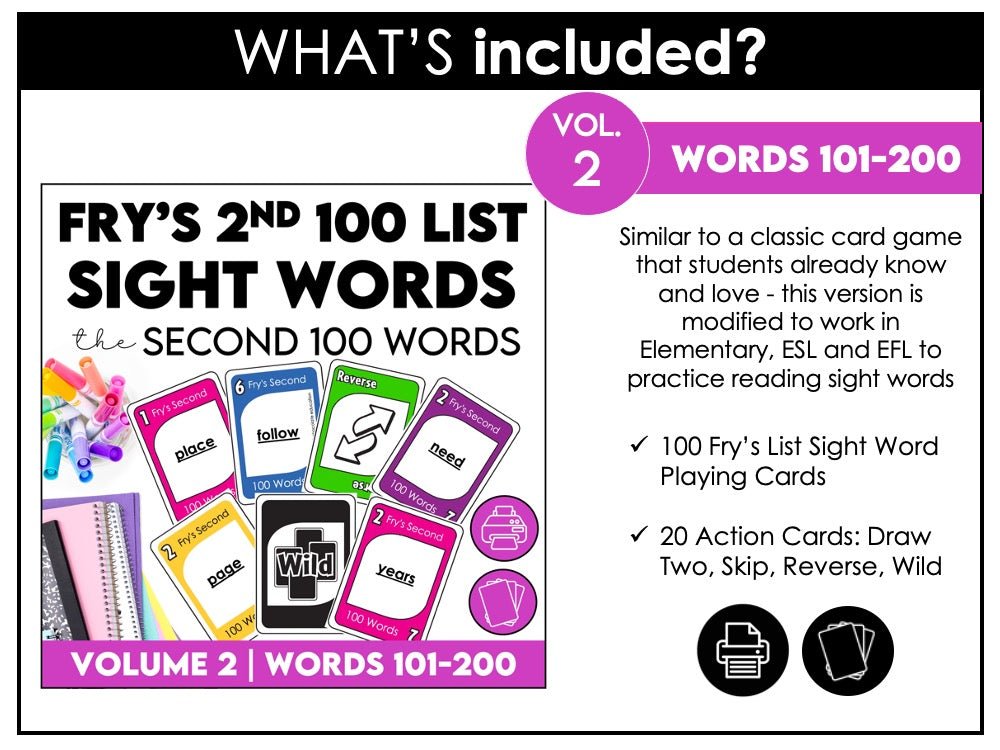 Fry's First 300 Sight Words - Card Game Bundle for 1st - 3rd Grade - Hot Chocolate Teachables
