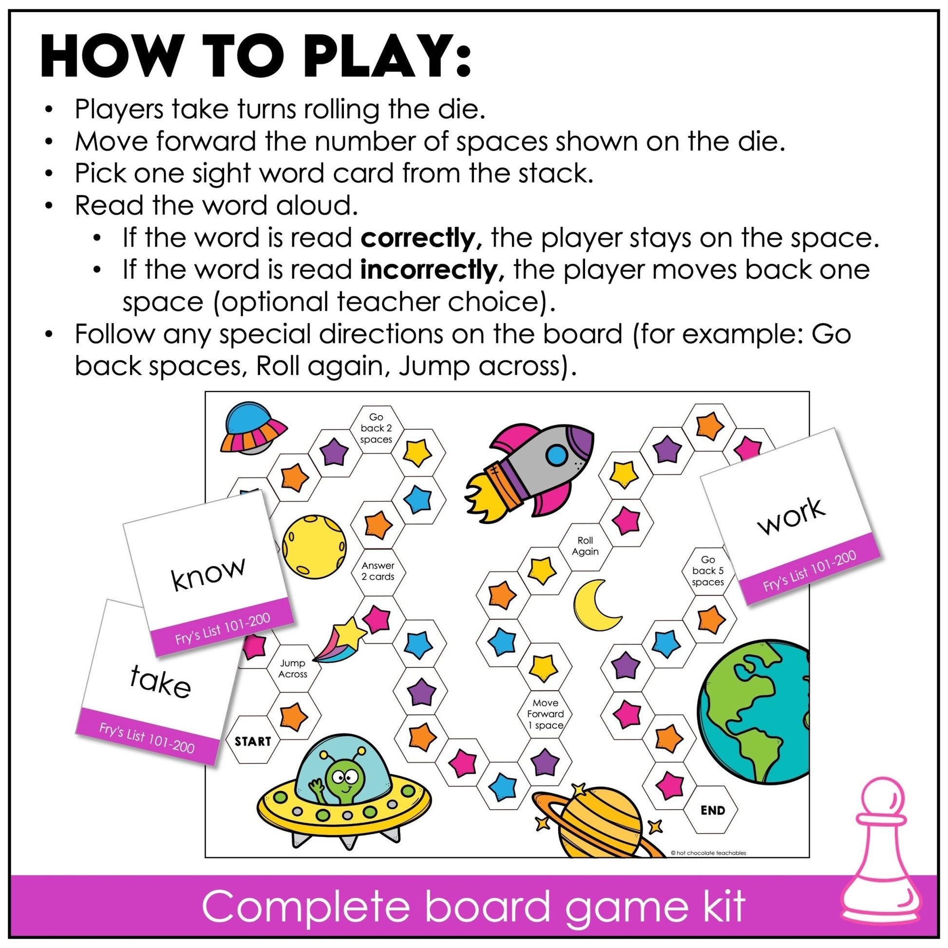 Fry’s Second 100 Sight Words Board Games – Words 101–200 Reading Center Activity - Hot Chocolate Teachables
