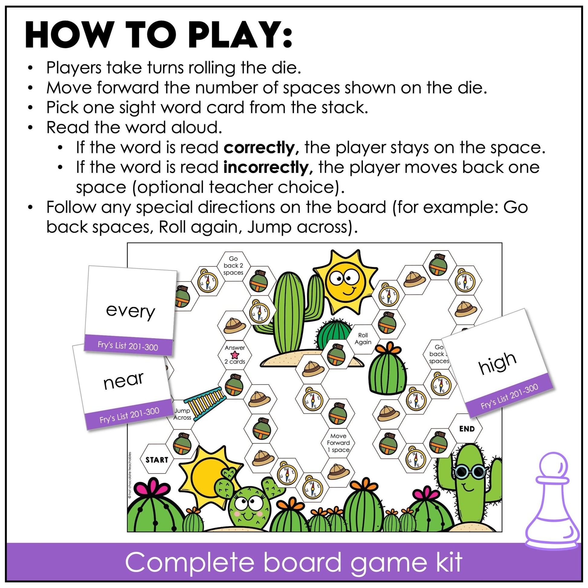 Fry’s Third 100 Sight Words Board Games – Words 201–300 Reading Center Activity - Hot Chocolate Teachables