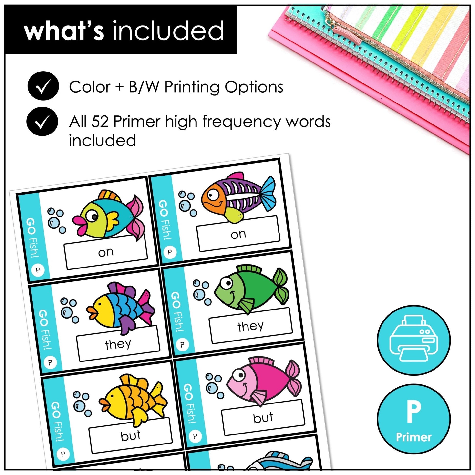 Go Fish Game – Primer Sight Words Dolch Reading Practice - Hot Chocolate Teachables