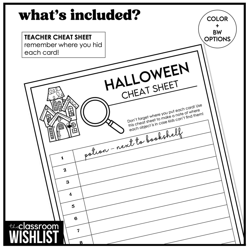 Halloween Vocabulary Scavenger Hunt - Classroom Party Game with Clues - Hot Chocolate Teachables