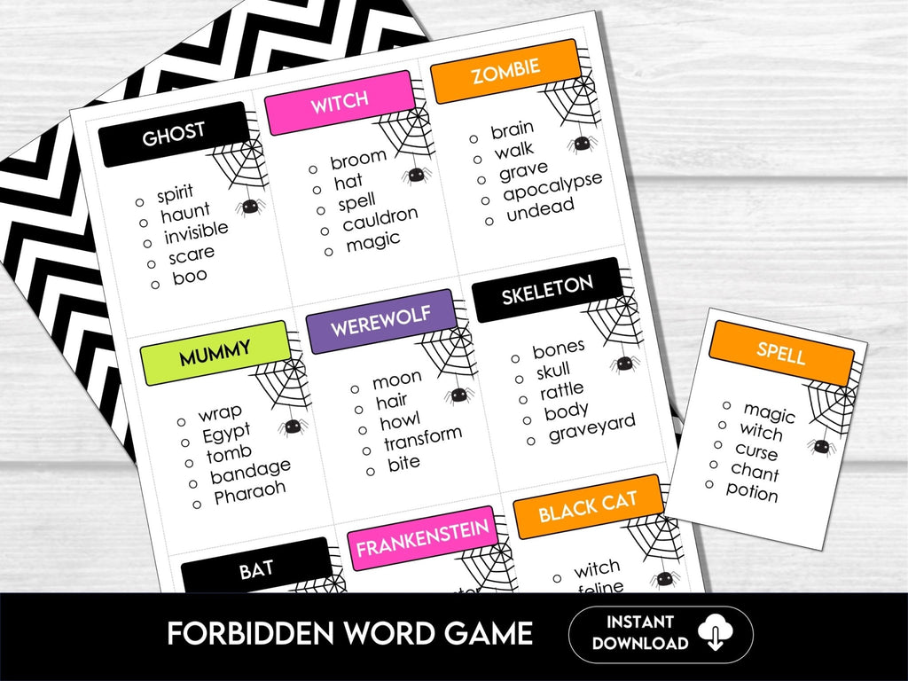 Halloween Word Game Cards | Guess the Word Halloween Party Game | Family Activity | Fun Halloween Group Party Game | Kids and Adults - Hot Chocolate Teachables