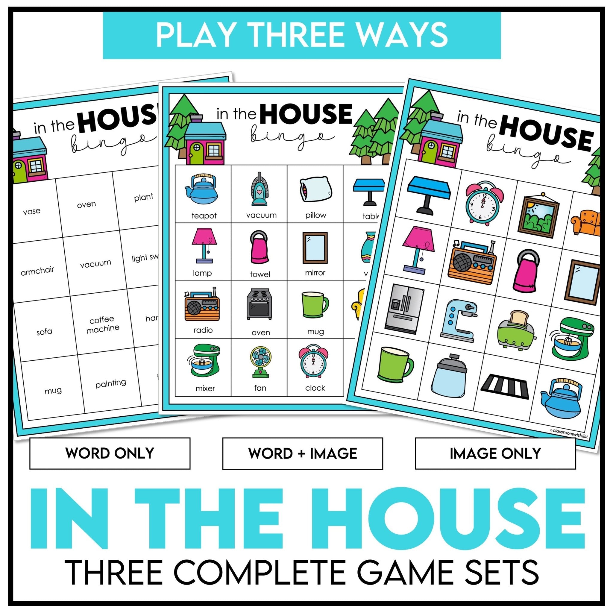 Household Objects Bingo – Things in a House Game Cards | 3 Ways to Play - Hot Chocolate Teachables