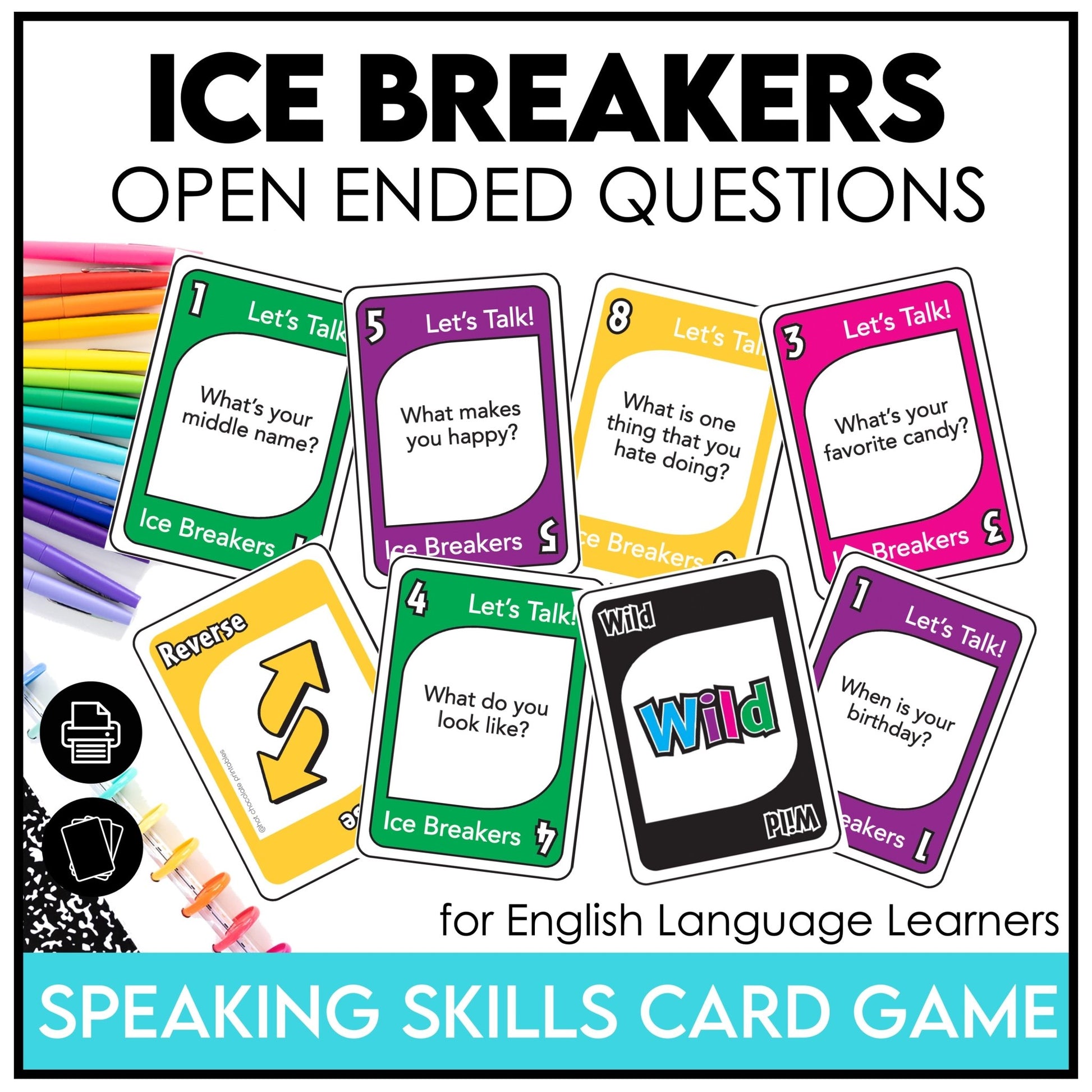Ice Breaker Card Game - Getting to Know You Questions - Back to School - Hot Chocolate Teachables