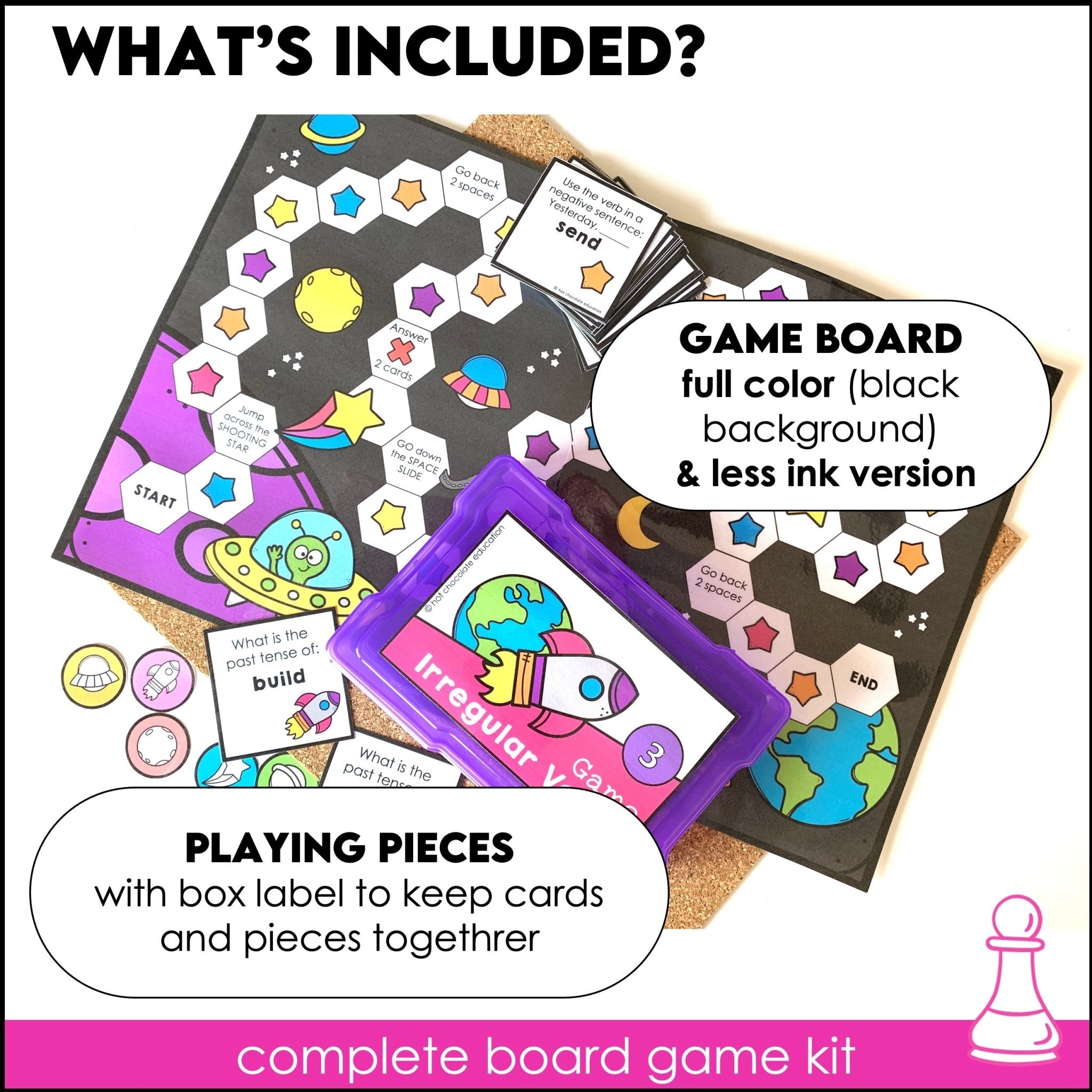 Irregular Verb Board Game - Past Simple Verbs Activity & Question Cards