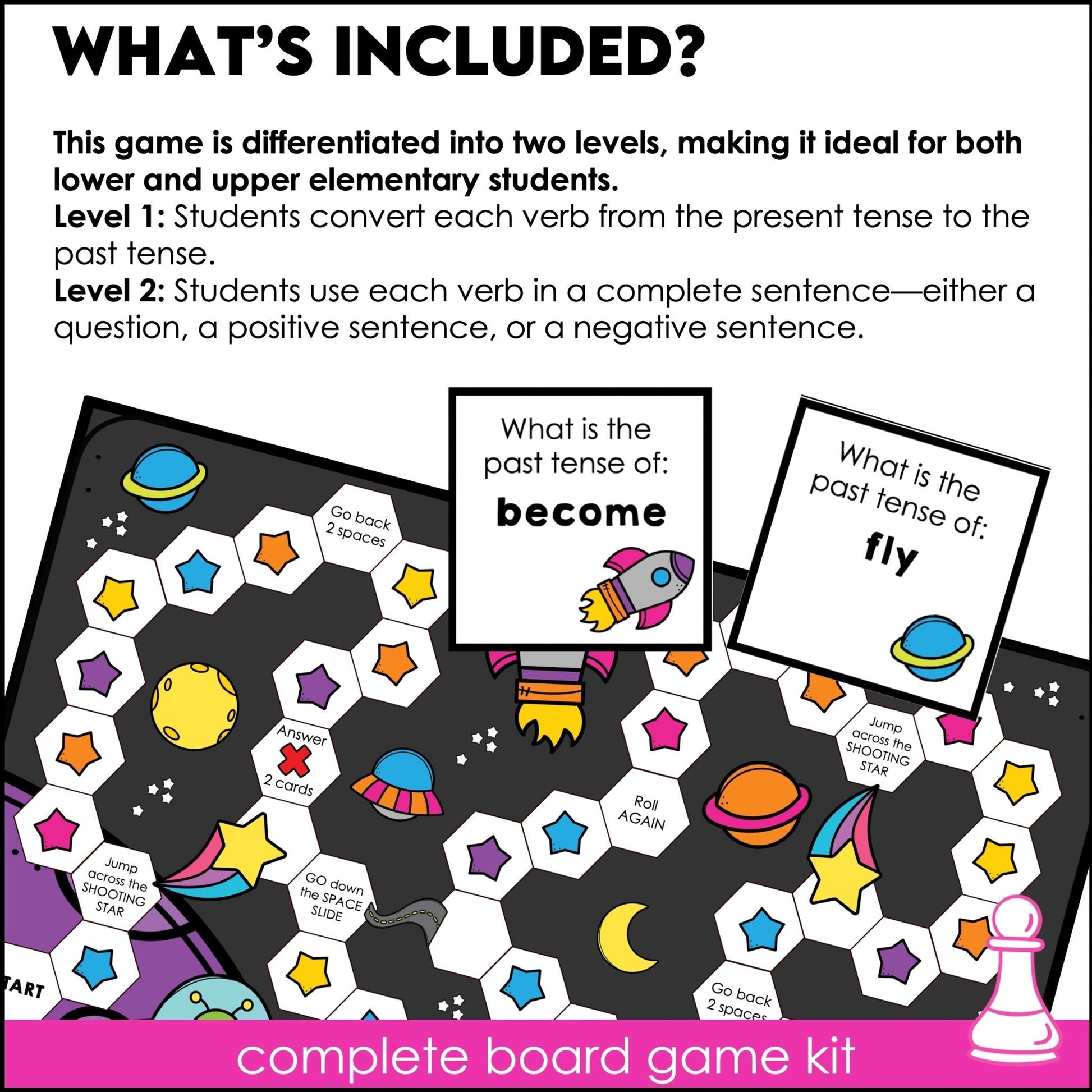Irregular Verb Board Game - Past Simple Verbs Activity & Question Cards