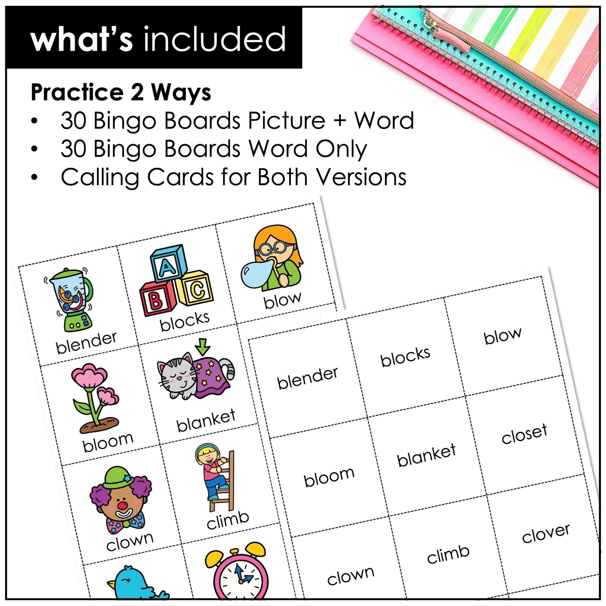 L Blends Bingo Game – Beginning Consonant Blends BL, CL, FL, GL, PL, SL Phonics - Hot Chocolate Teachables