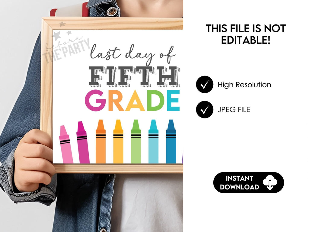 Last Day of Fifth Grade Sign, End of the Year School Signs for 5th Grade - Hot Chocolate Teachables