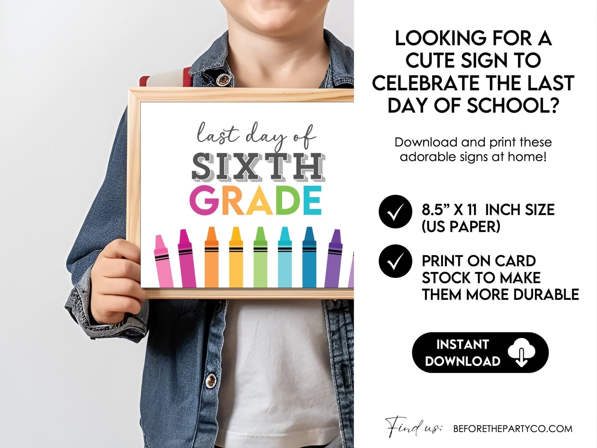 Last Day of Sixth Grade Sign, End of the Year School Signs for 6th Grade - Hot Chocolate Teachables