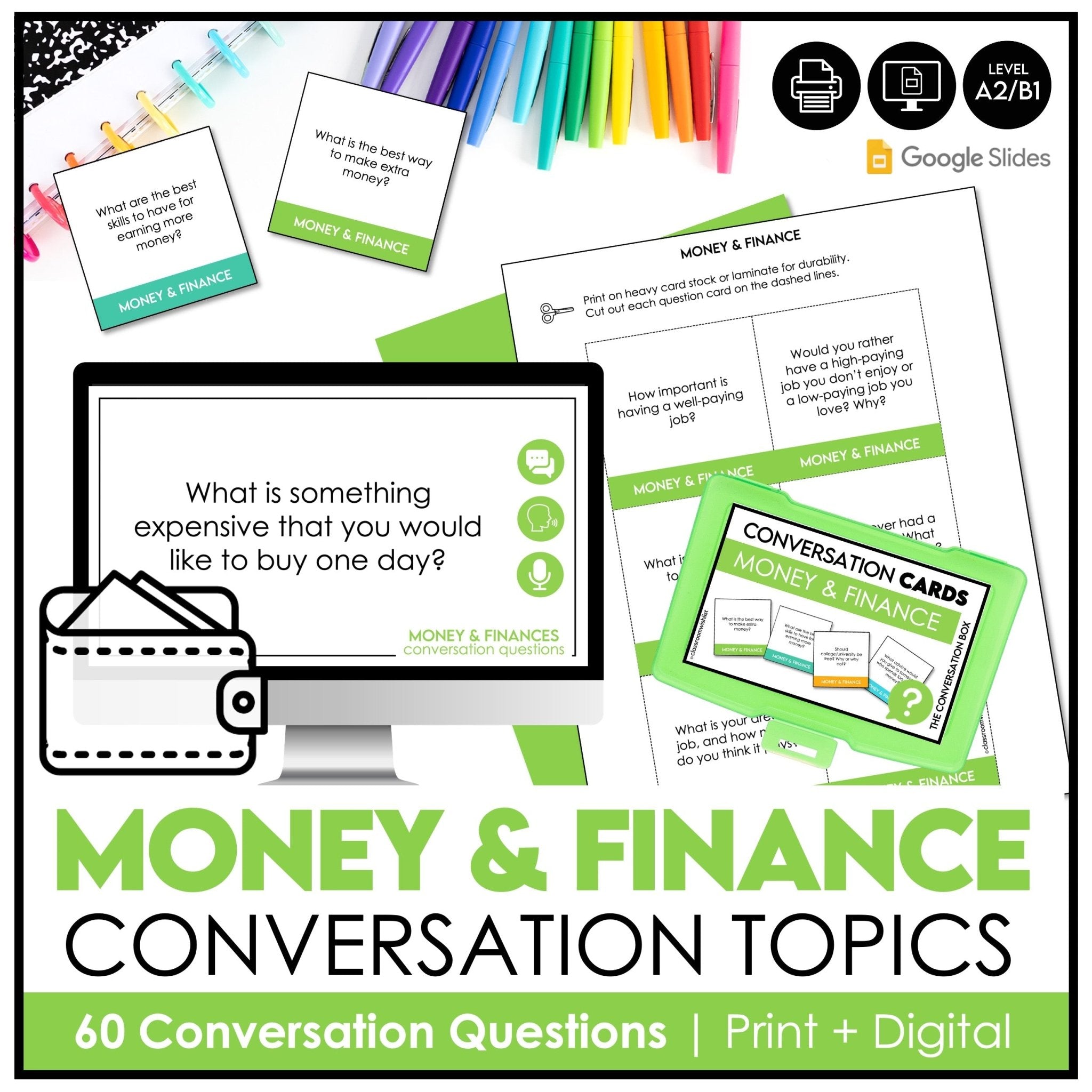 Money & Financial Responsibility Conversation Cards | 60 Discussion Prompts - Hot Chocolate Teachables