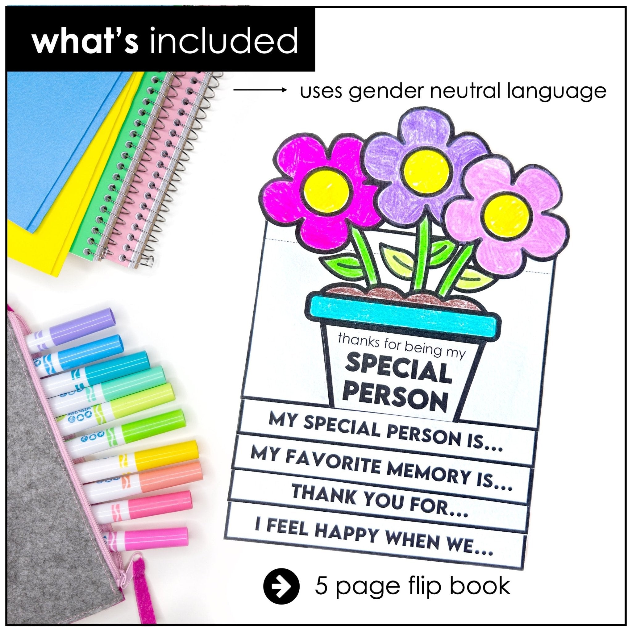 Mother’s Day & Father’s Day Writing Craft – Inclusive “Special Person” Flip Book - Hot Chocolate Teachables