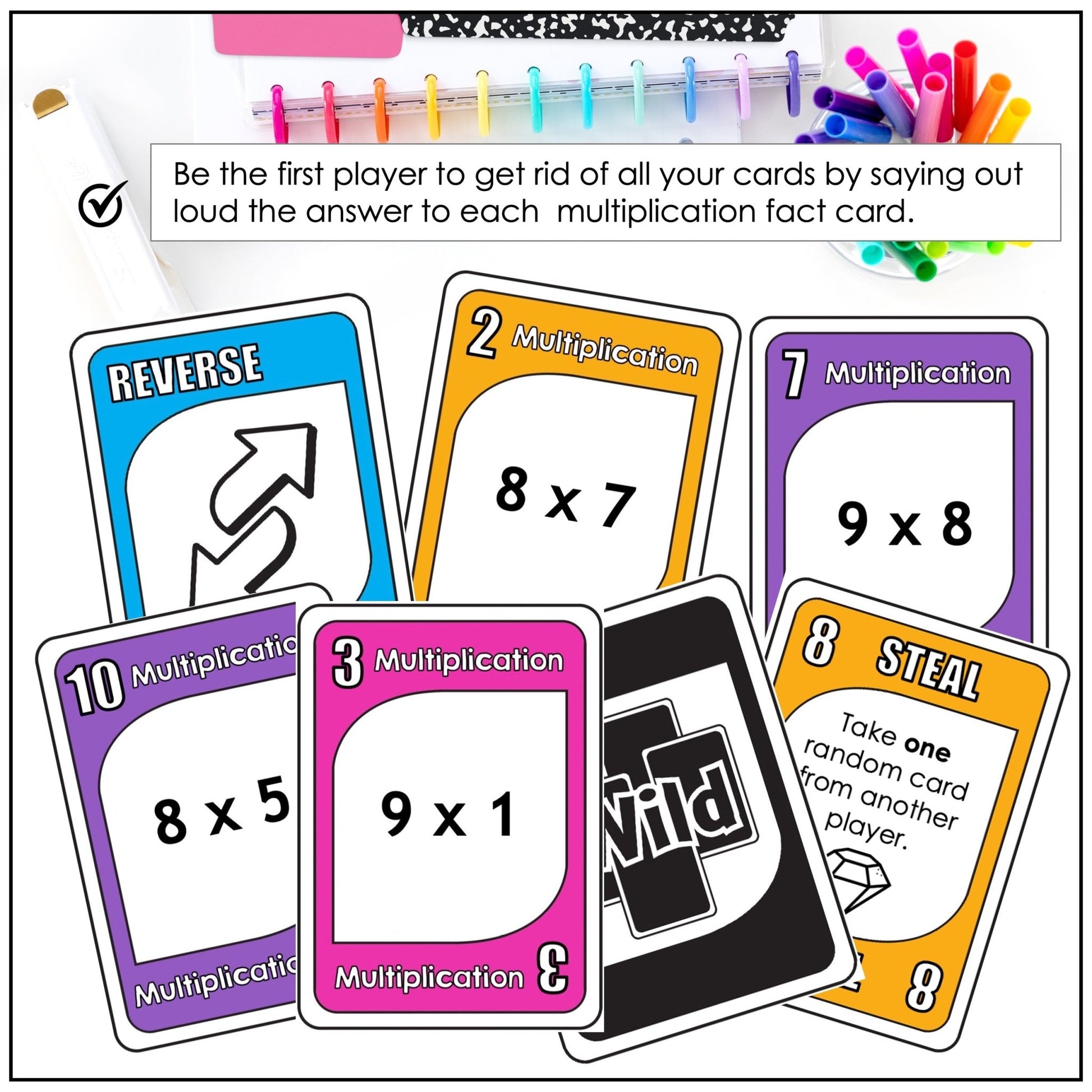 Multiplication Card Game – Times Tables 7–9 Math Fact Practice - Hot Chocolate Teachables