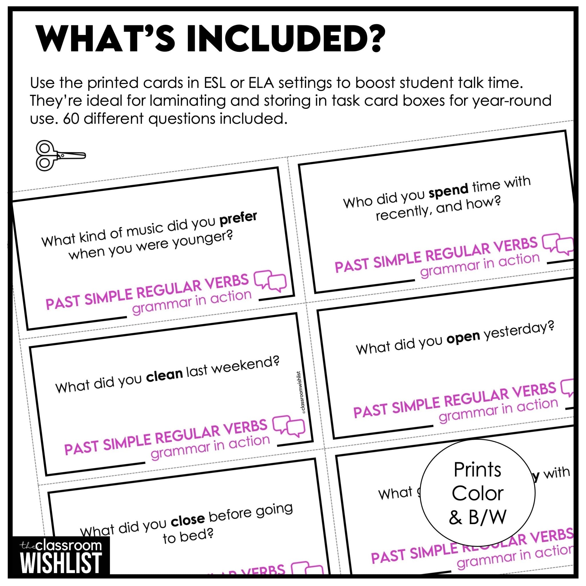 Past Simple Conversation Questions – Regular Verbs | ESL Speaking Activity - Hot Chocolate Teachables