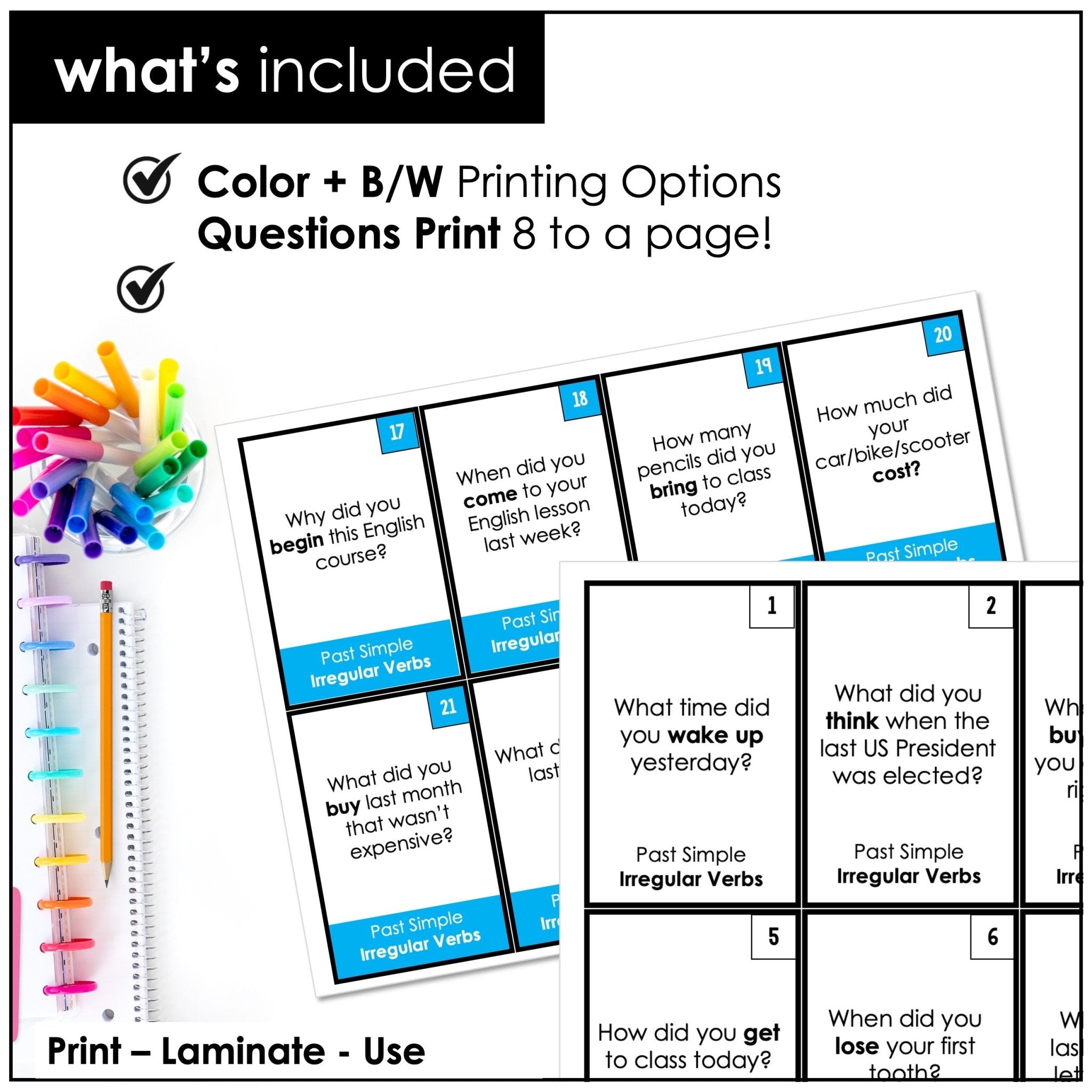 Past Simple & Present Perfect Conversation Question Cards - Hot Chocolate Teachables