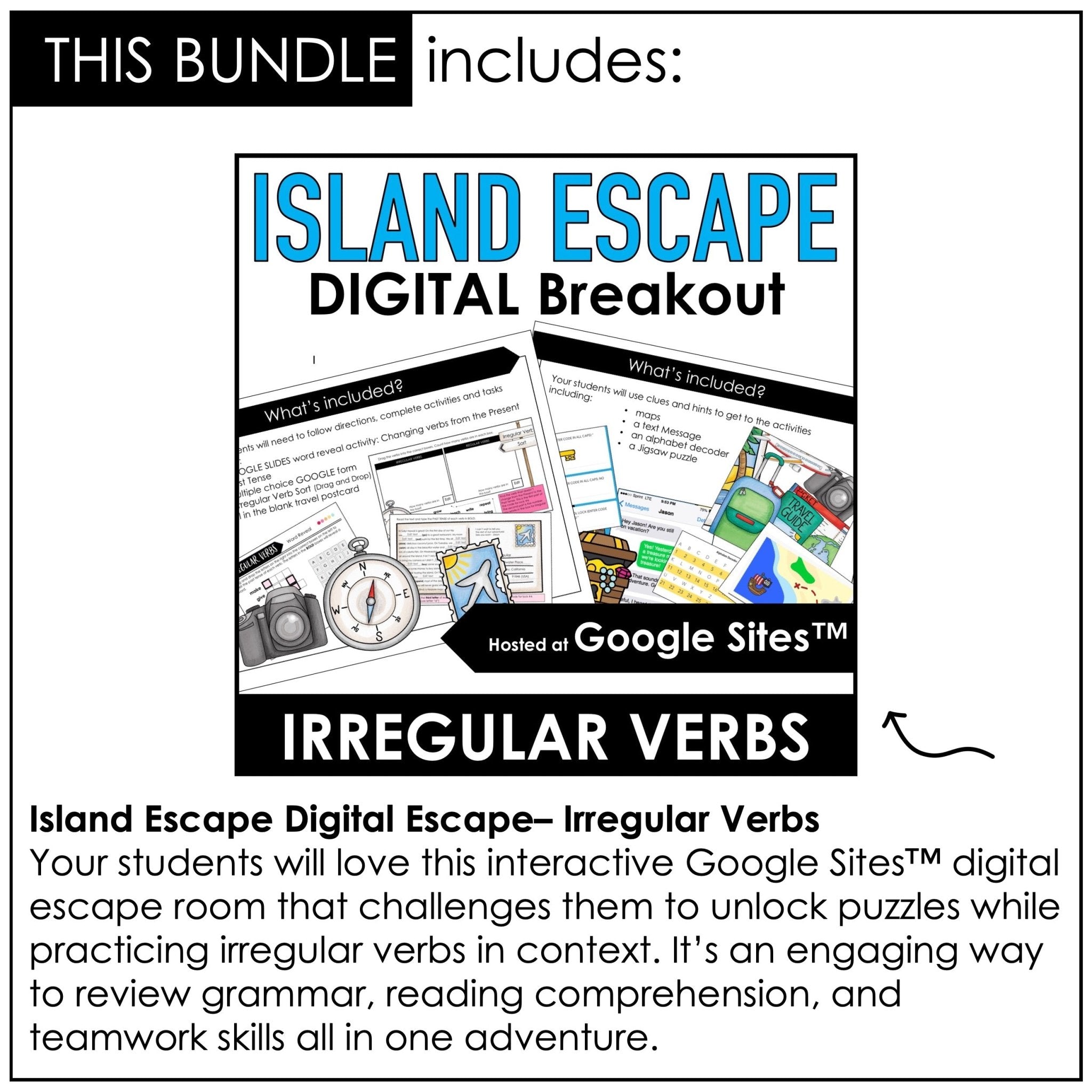 Past Tense Irregular Verbs : ESL Digital Games & Activity Bundle - Google & Boom - Hot Chocolate Teachables