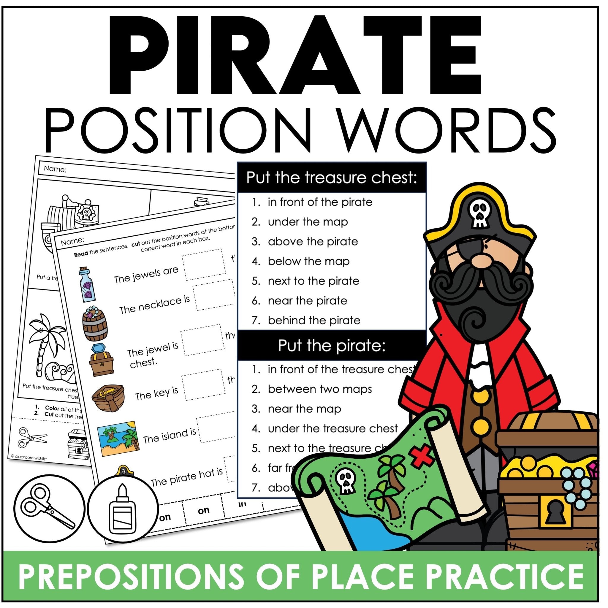 Positional Words – Prepositions of Place Practice for Pre - K, Kindergarten & ESL - Hot Chocolate Teachables