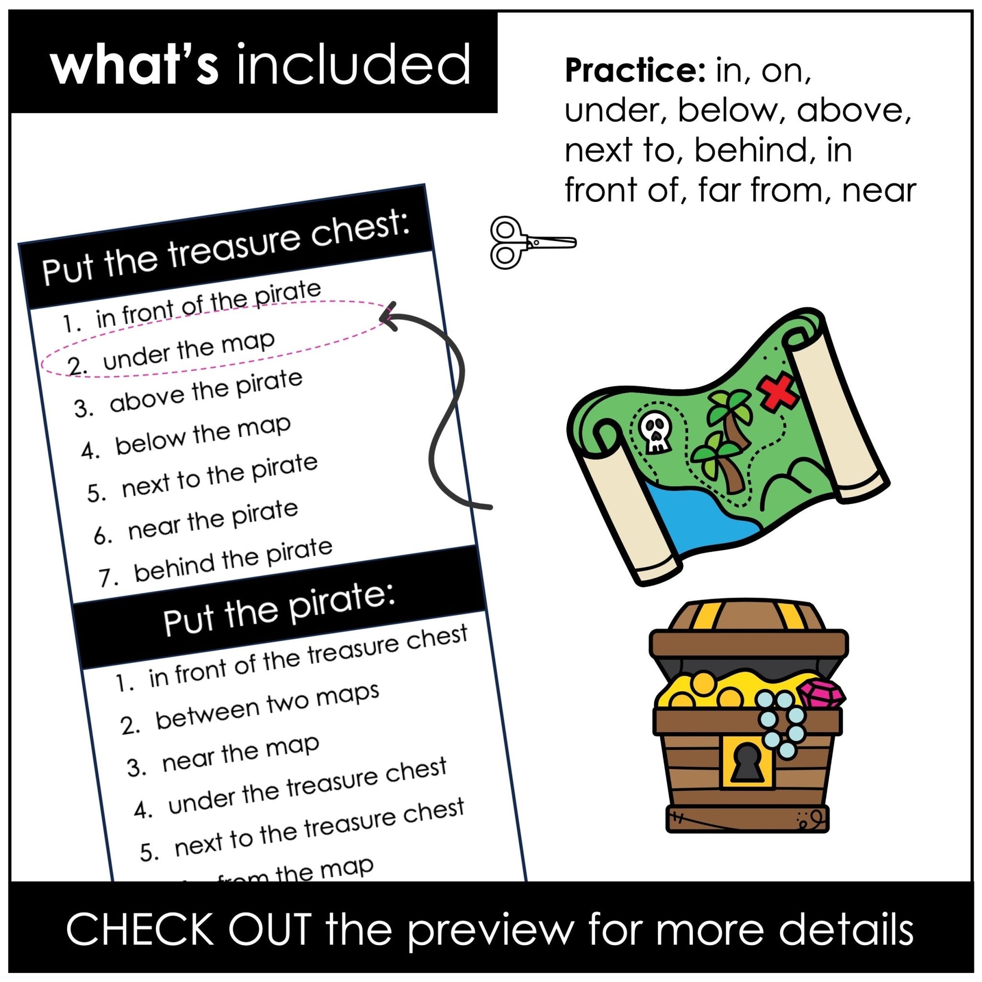 Positional Words – Prepositions of Place Practice for Pre - K, Kindergarten & ESL - Hot Chocolate Teachables