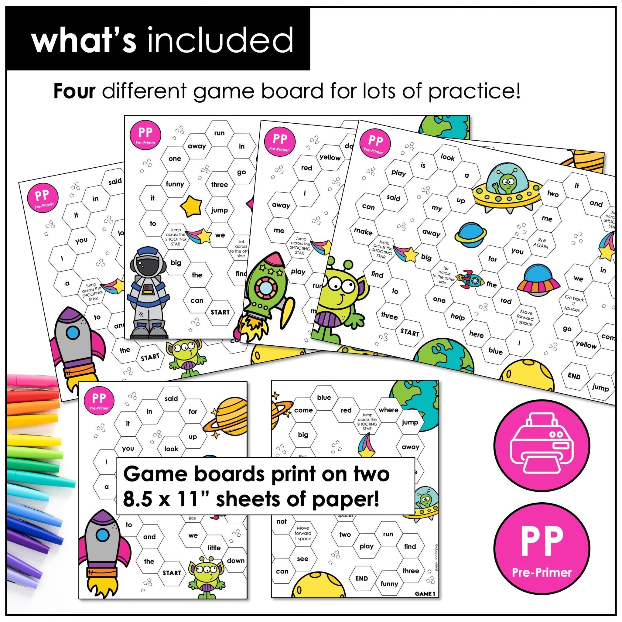 Pre - Primer Sight Words Board Game – Dolch Word Practice Roll & Read Activity - Hot Chocolate Teachables