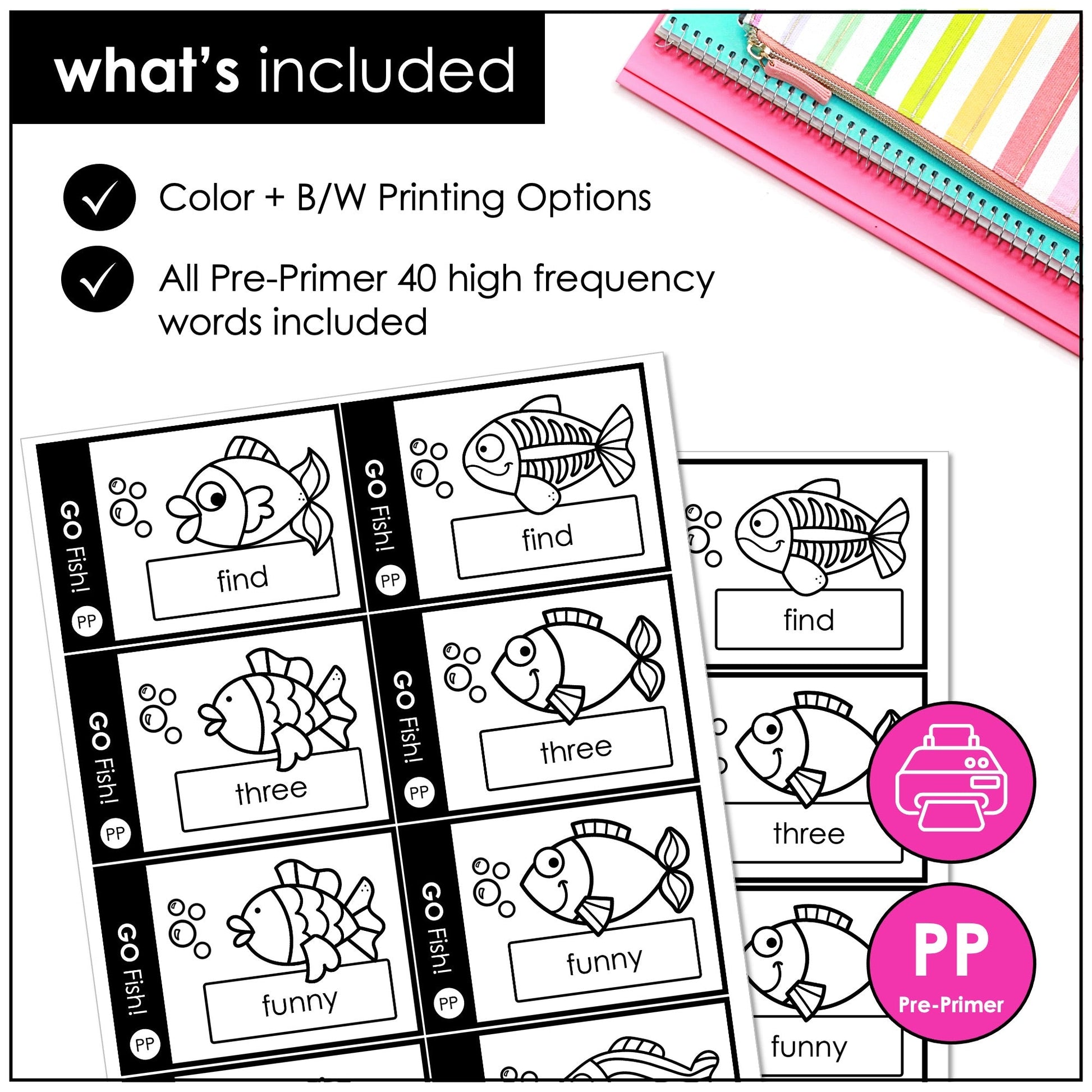 Pre - Primer Sight Words Go Fish Game – Dolch Sight Word Reading Practice - Hot Chocolate Teachables