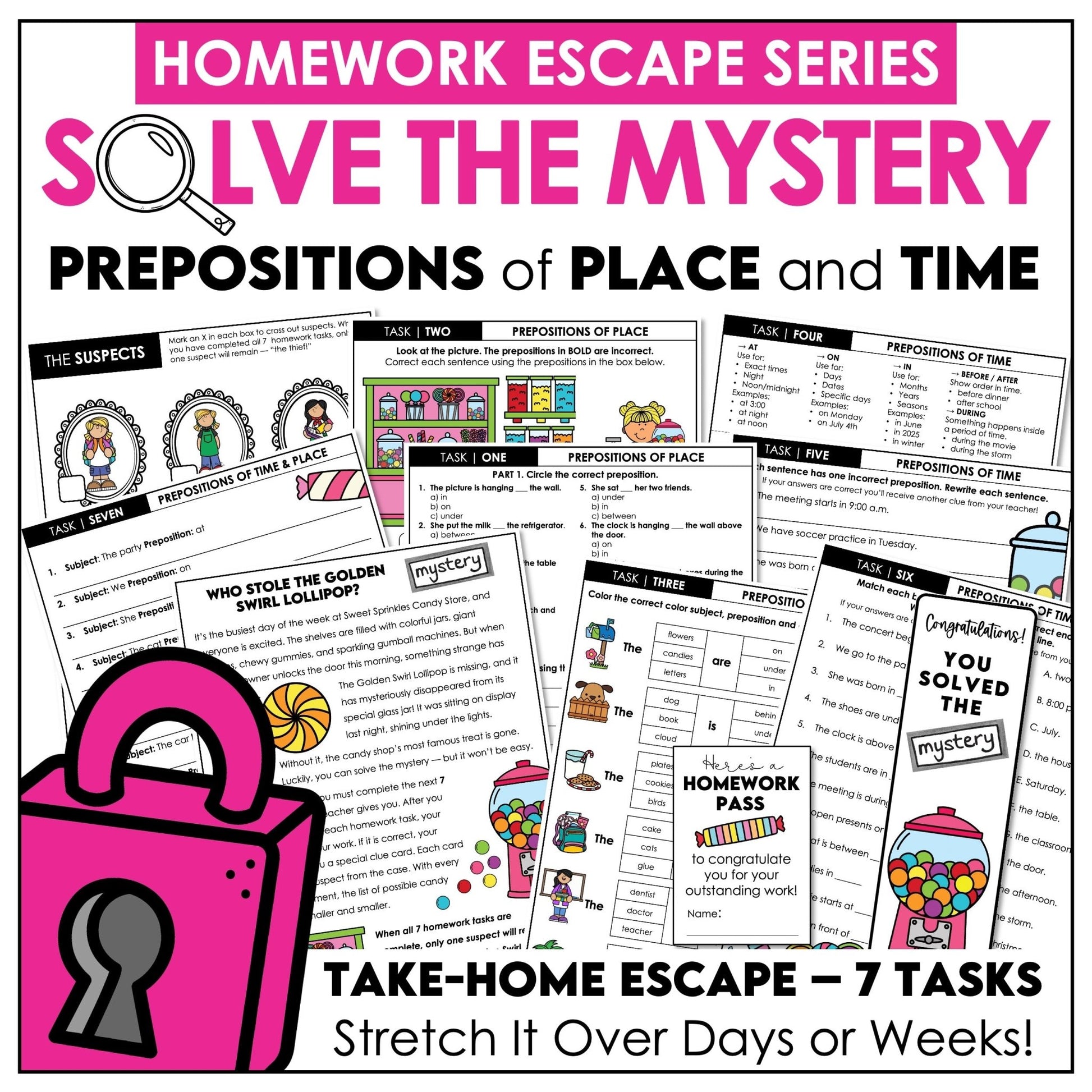 Prepositions of Time & Place Escape Room – ESL Mystery Homework Activity - Hot Chocolate Teachables