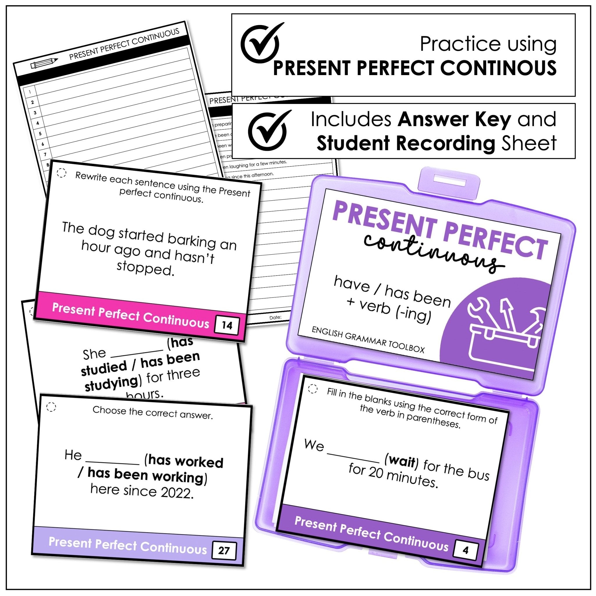 Present Perfect Continuous Task Cards – ESL Grammar Practice (B1) - Hot Chocolate Teachables
