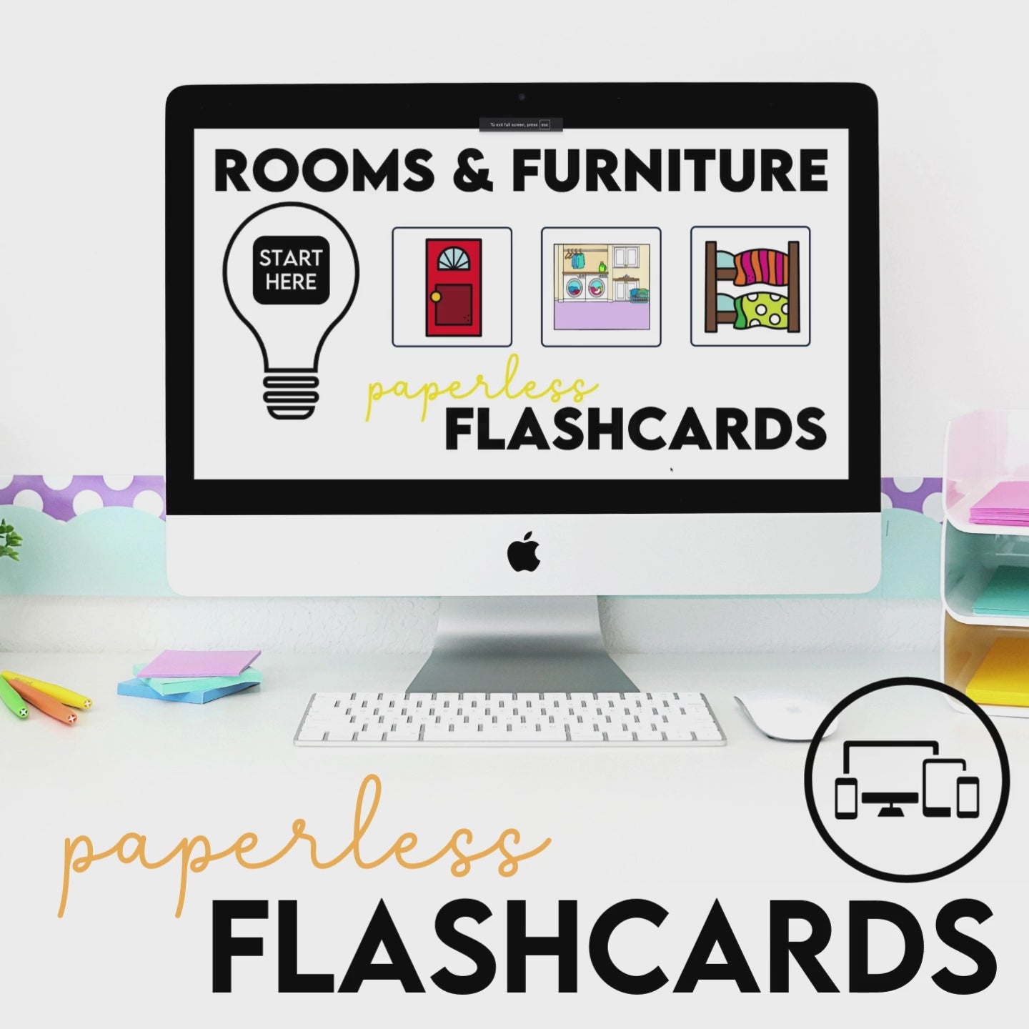 Load video: ESL Rooms and House Furniture Digital Flashcards &amp; Picture Dictionary