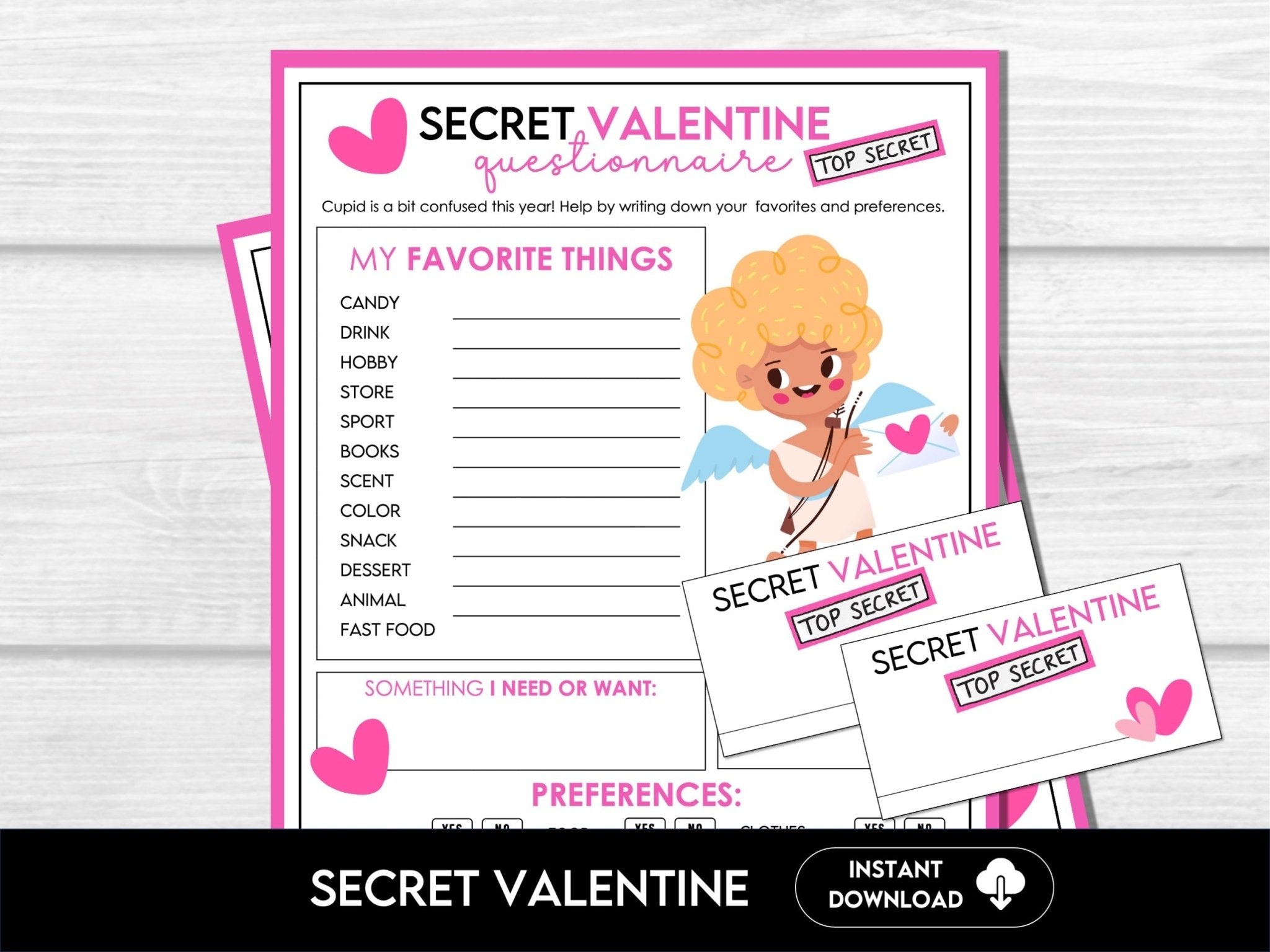 Printable Secret Valentine Questionnaire for Fun Gift Exchange, Valentine's Day Gift Swap Ideas, Galentine's Day Secret Gift Exchange Ideas - Hot Chocolate Teachables
