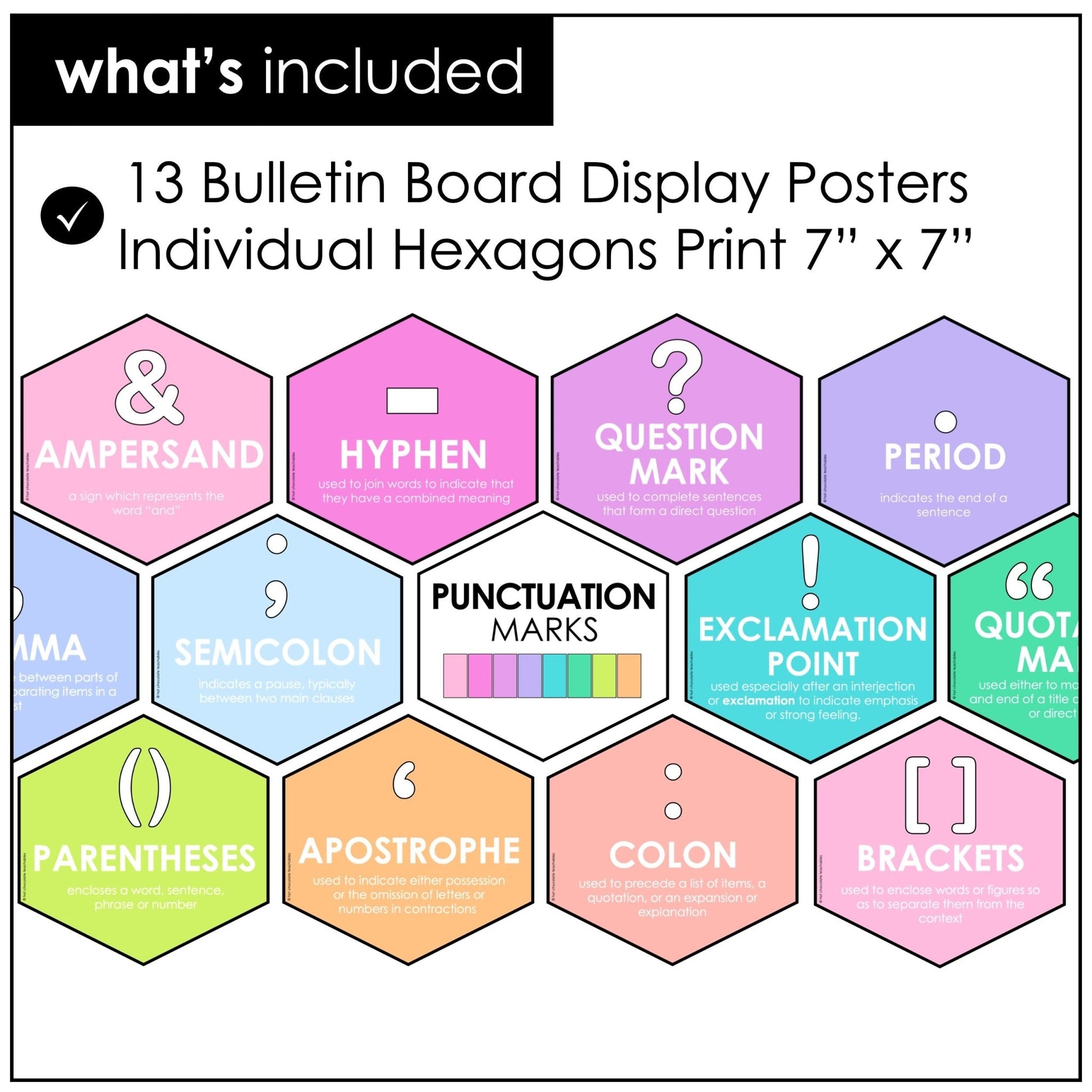 Punctuation Marks Posters – Pastel Classroom Bulletin Board & Grammar Visual Aids - Hot Chocolate Teachables